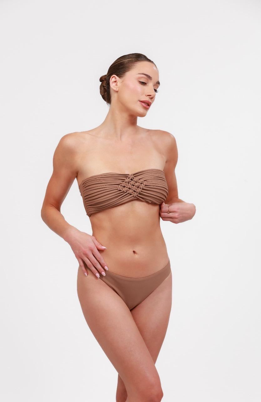 “Cocoa Weave” Bandeau Bikini Set
