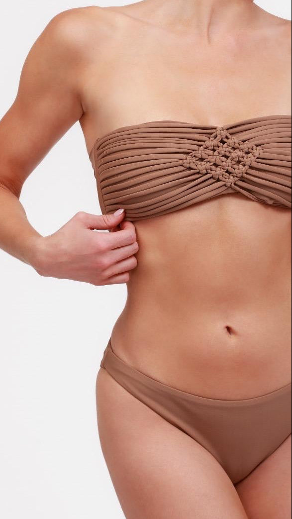 “Cocoa Weave” Bandeau Bikini Set