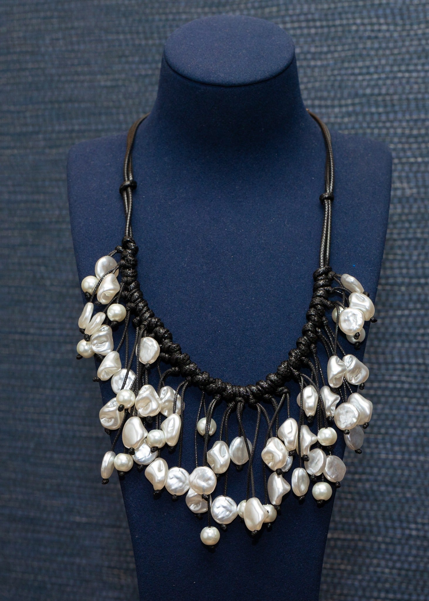 Midnight Pearl Fringe Necklace