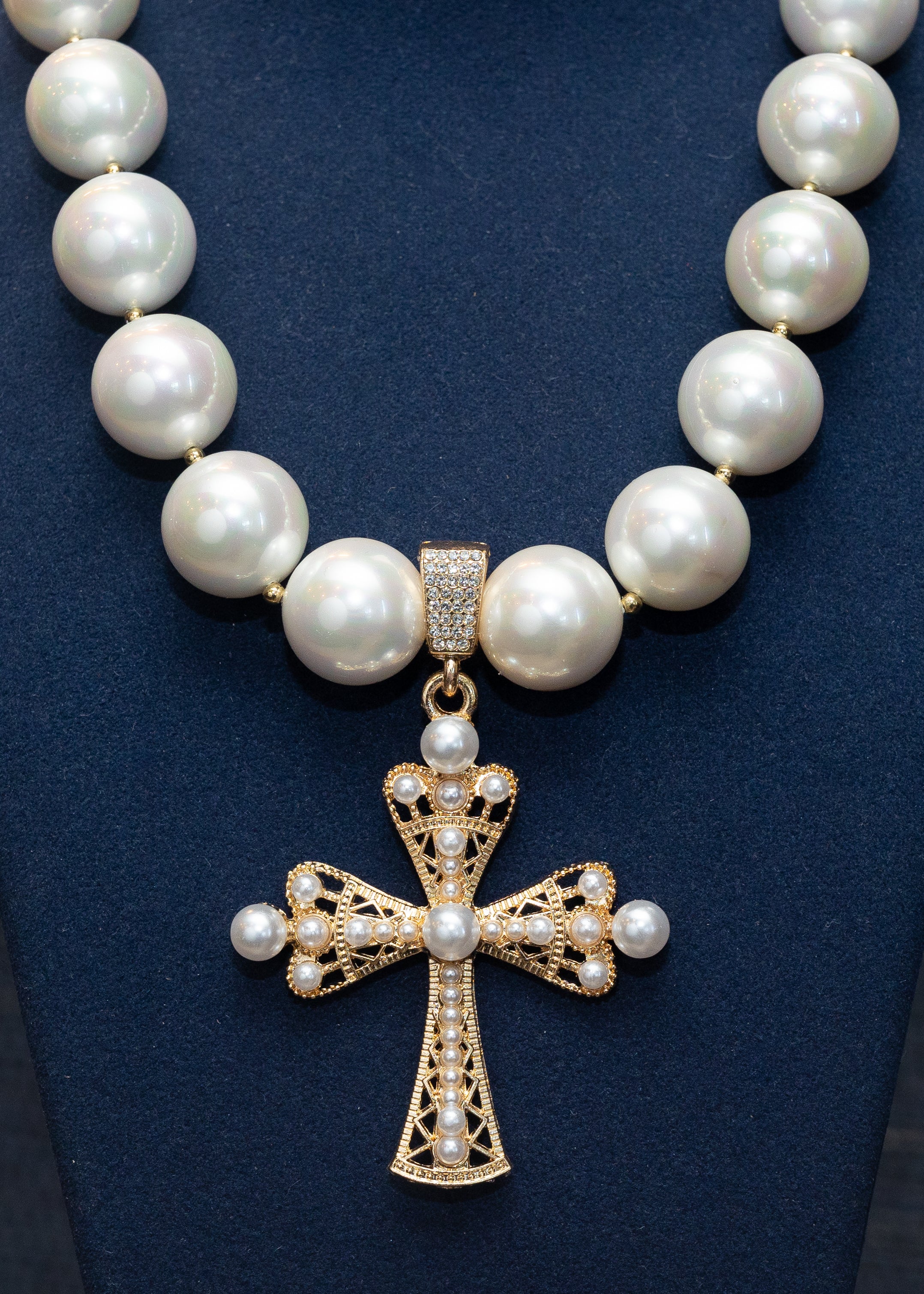 Cathedral Pearl Cross Necklace
