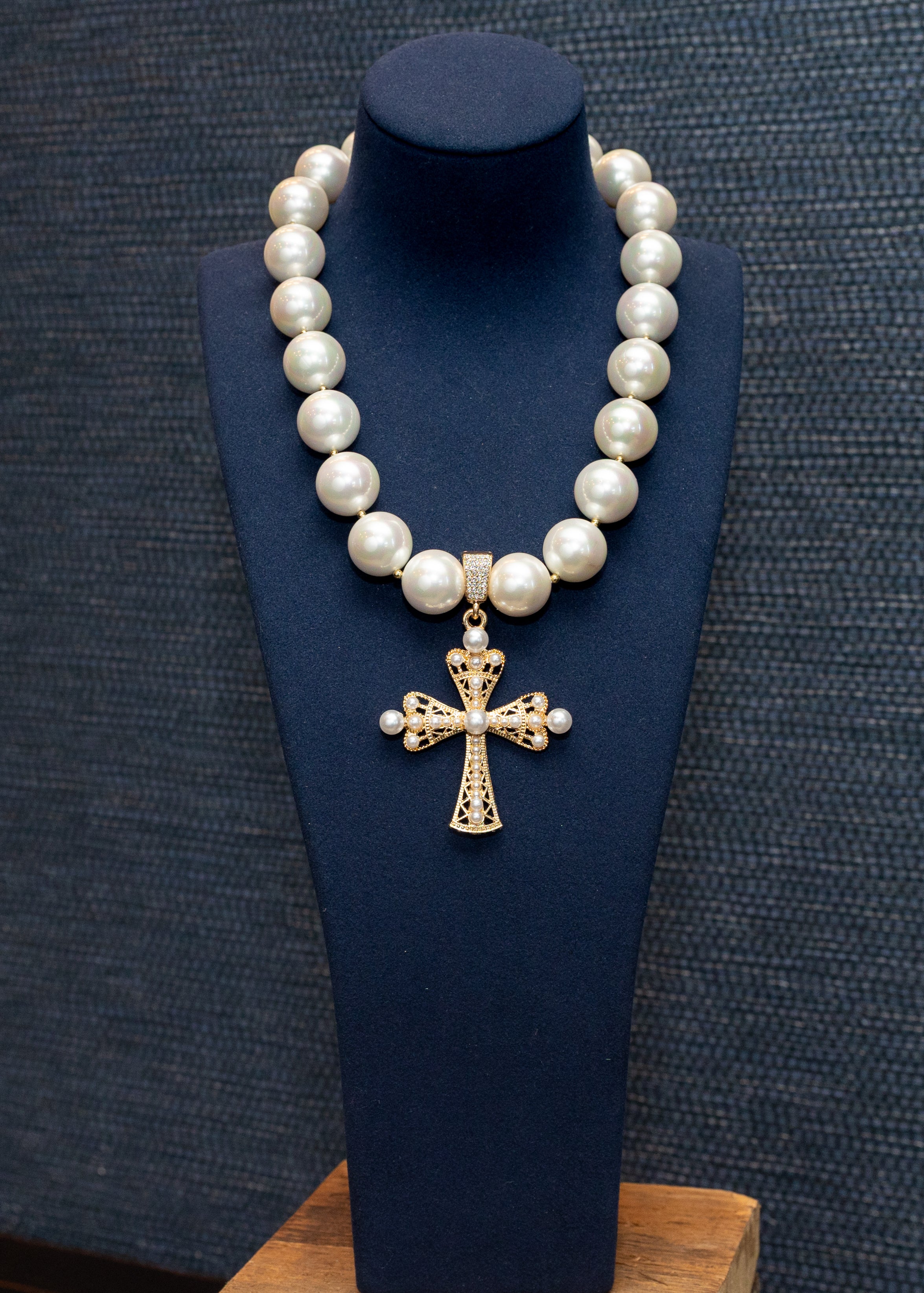 Cathedral Pearl Cross Necklace
