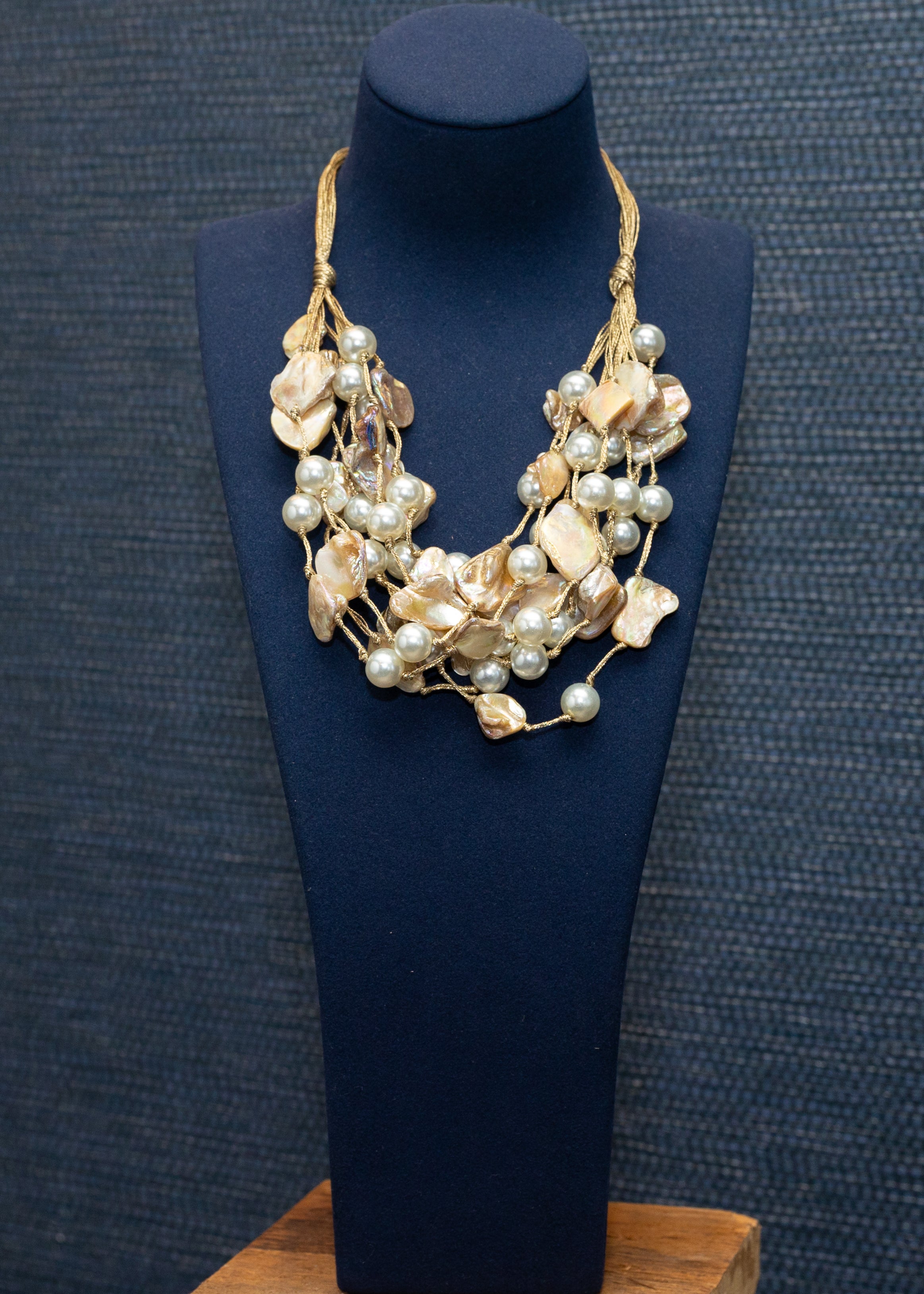 Golden Abalone Pearl Cluster Necklace