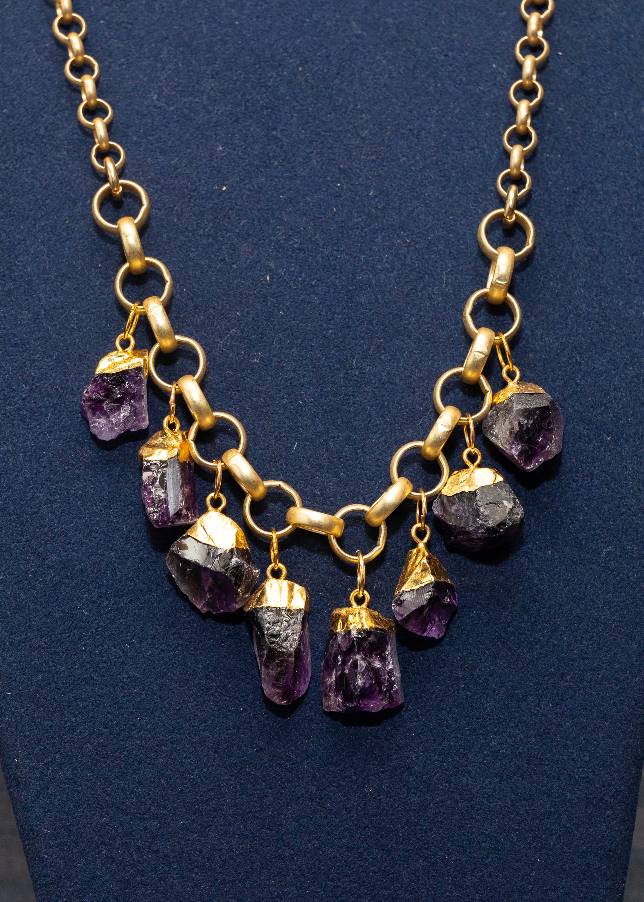Amethyst Drop Chain Necklace