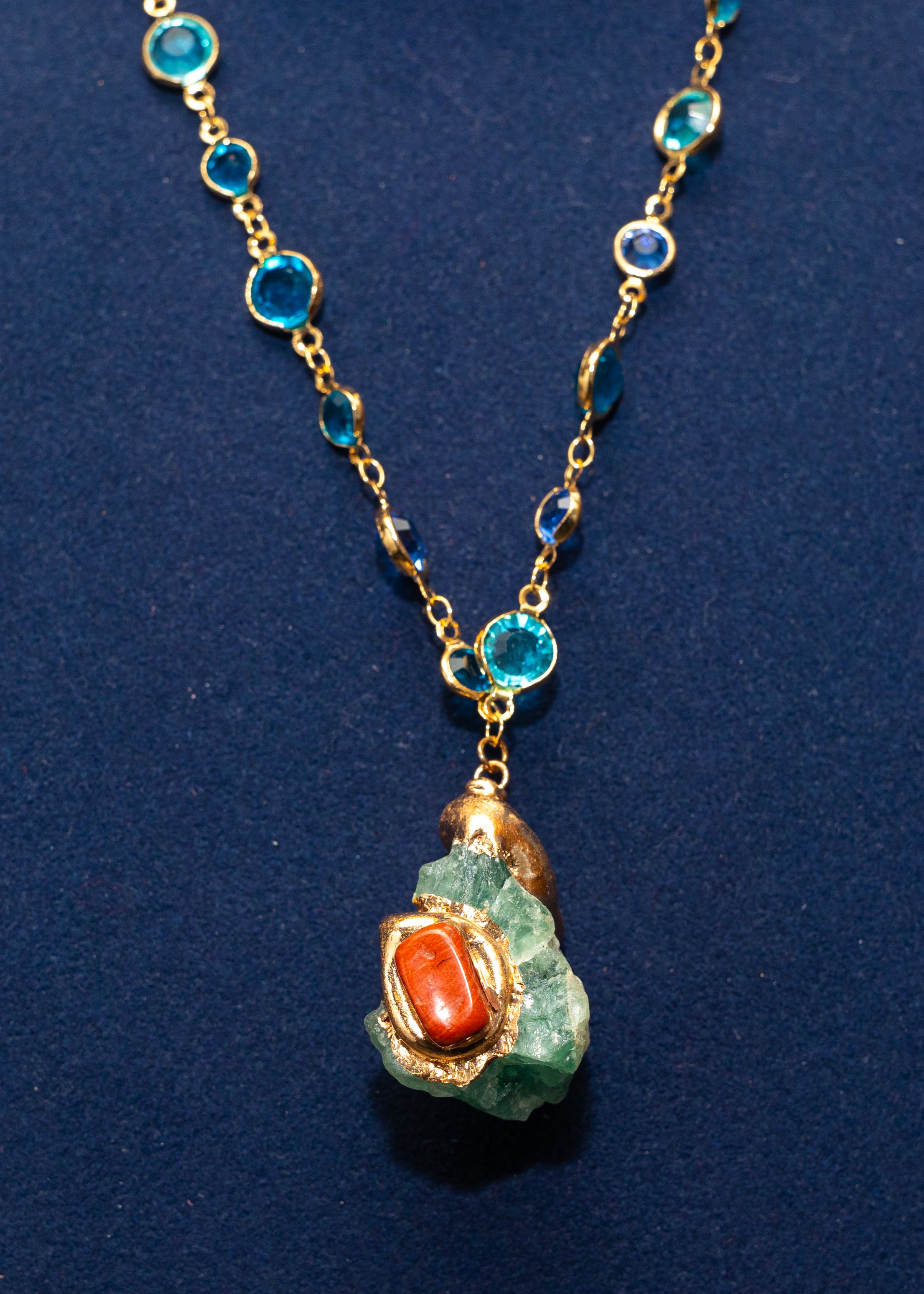 Blue Crystal Pendant Necklace