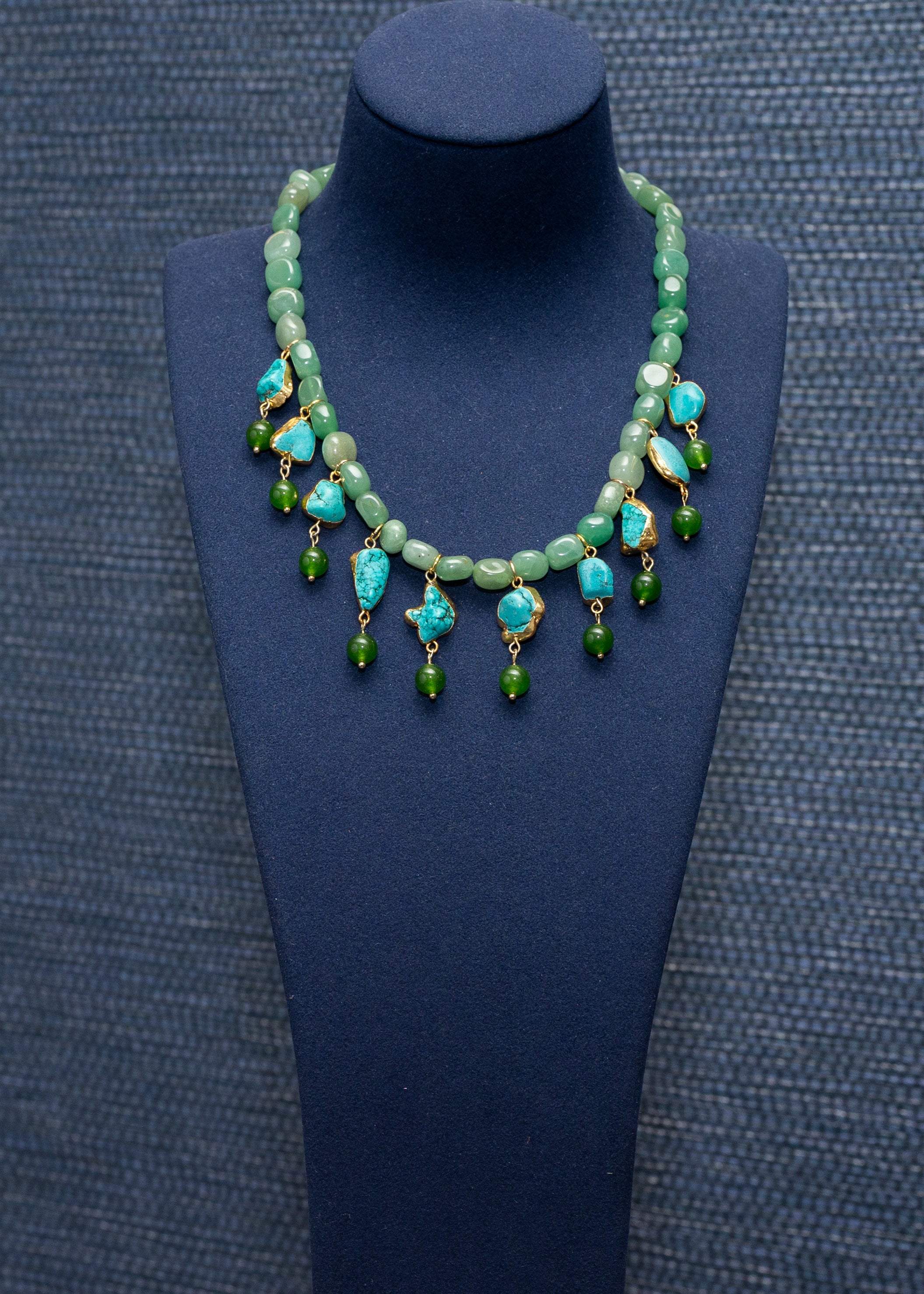 Green Aventurine & Turquoise Drop Necklace