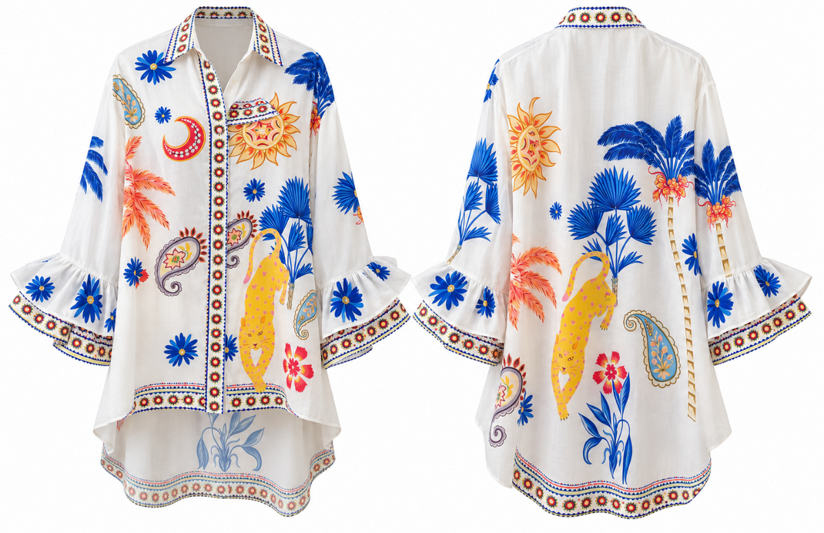 Paradise Dreams Ruffle-Cuff Tunic