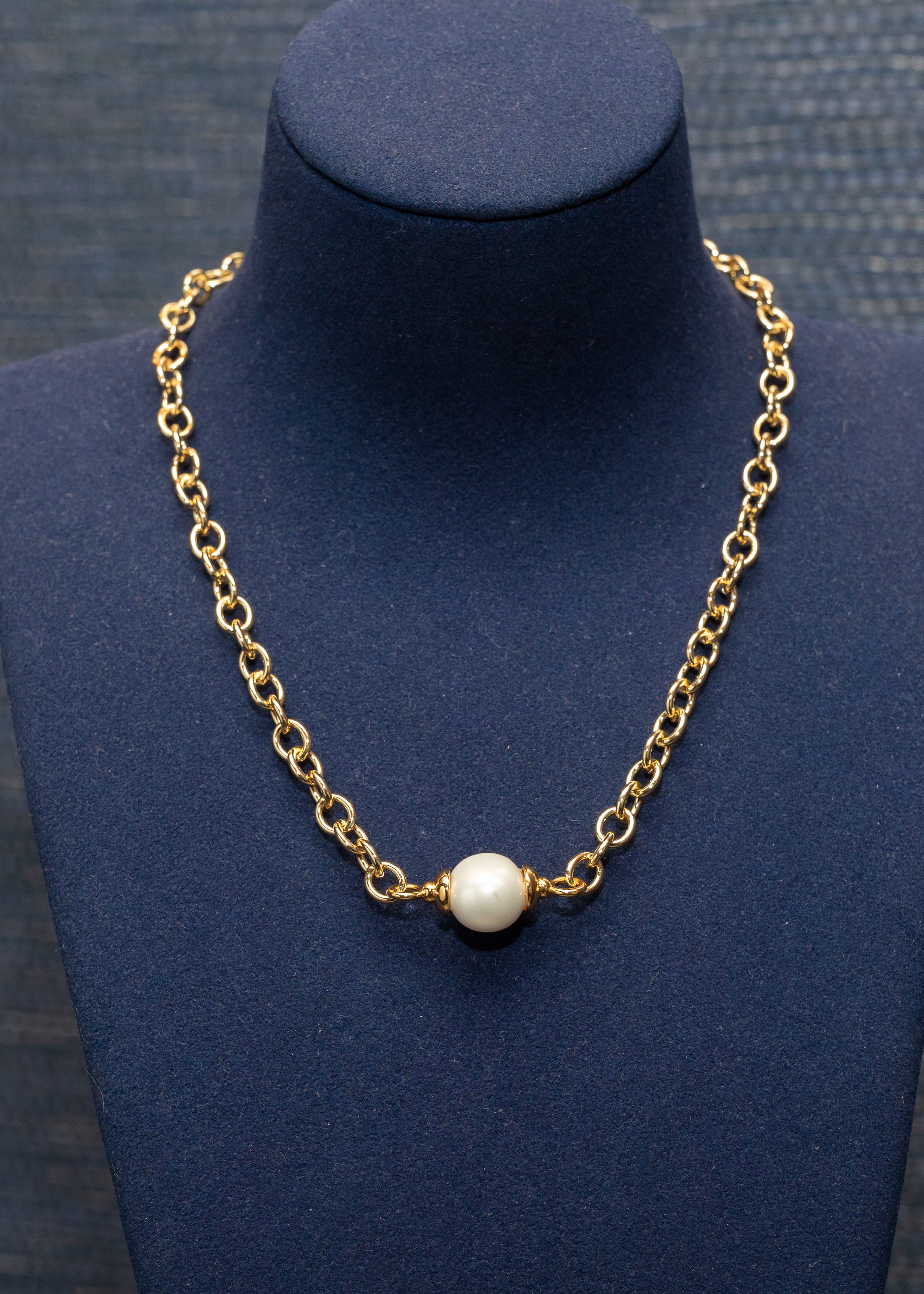 Silver Chain Pearl Accent Necklace