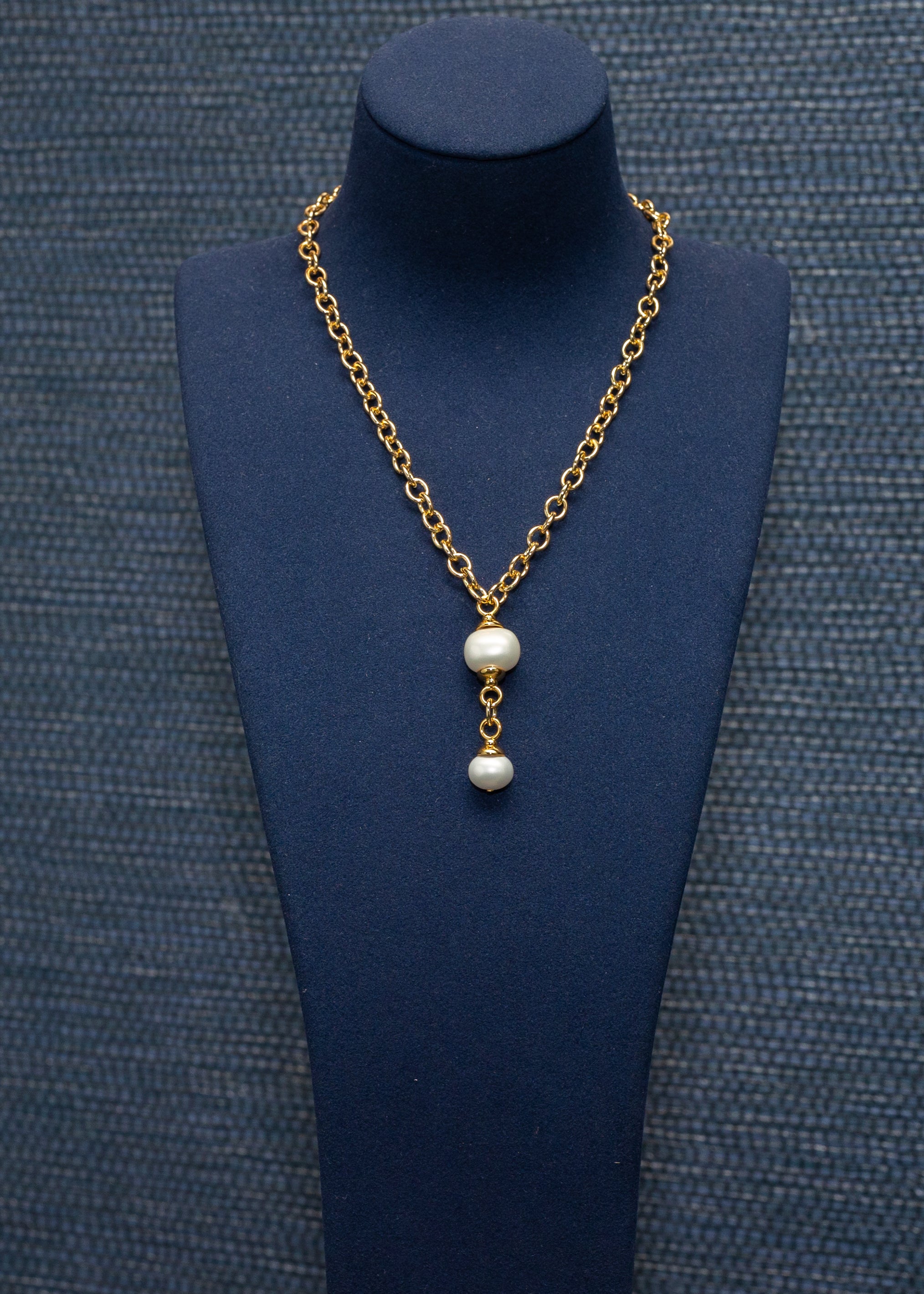 Gold Chain Pearl Drop Necklace