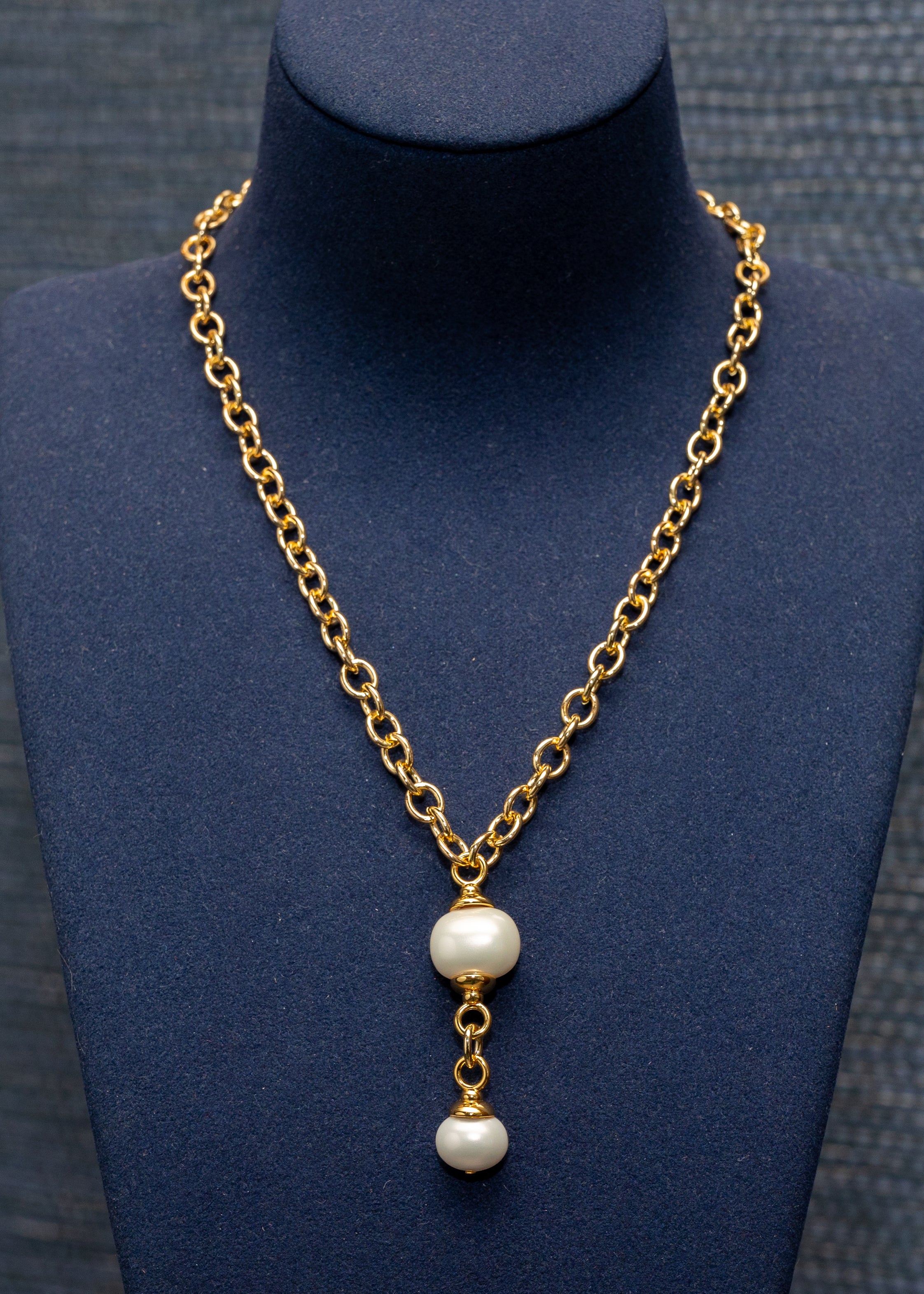 Gold Chain Pearl Drop Necklace