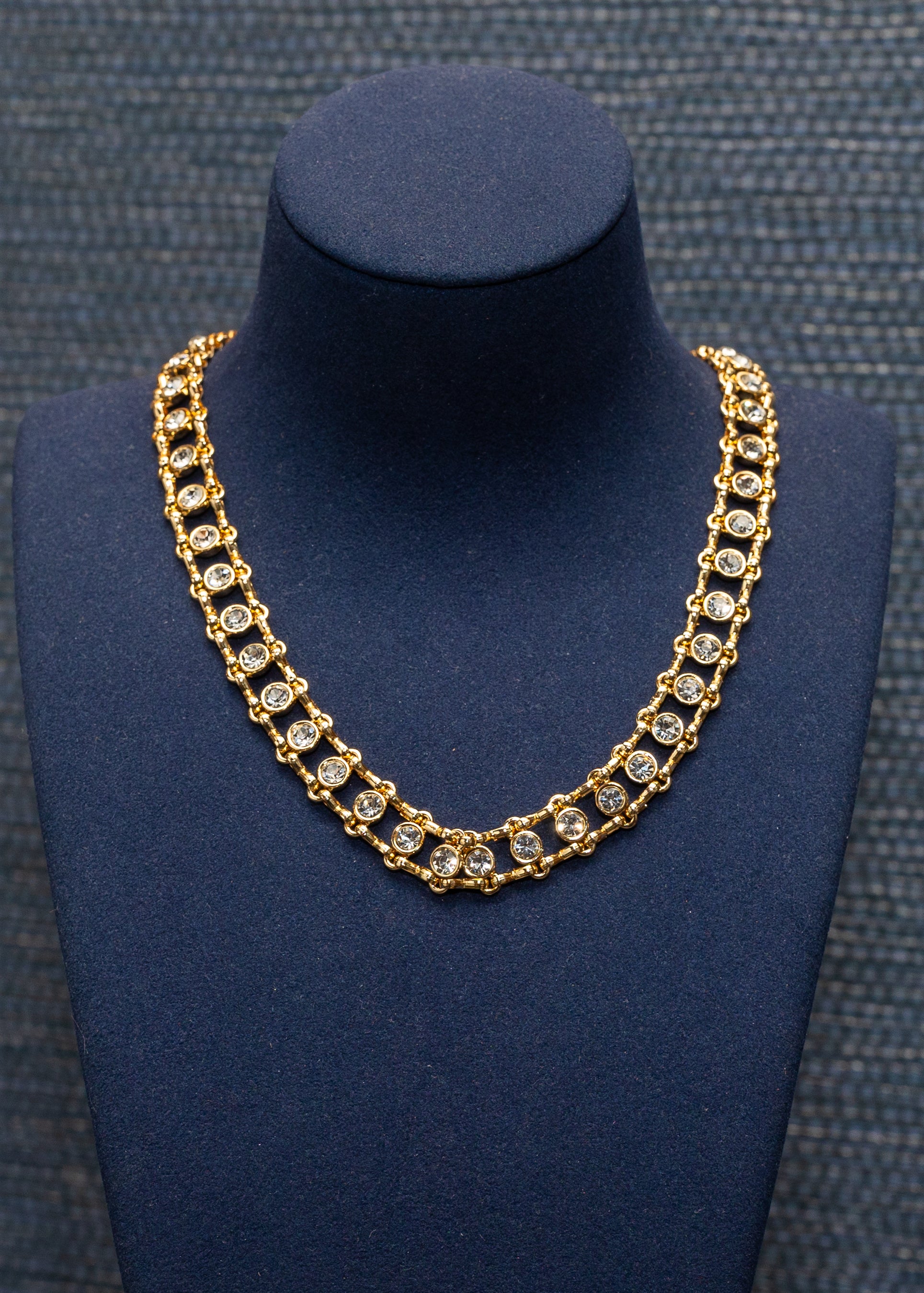 Double Row Crystal Chain Necklace