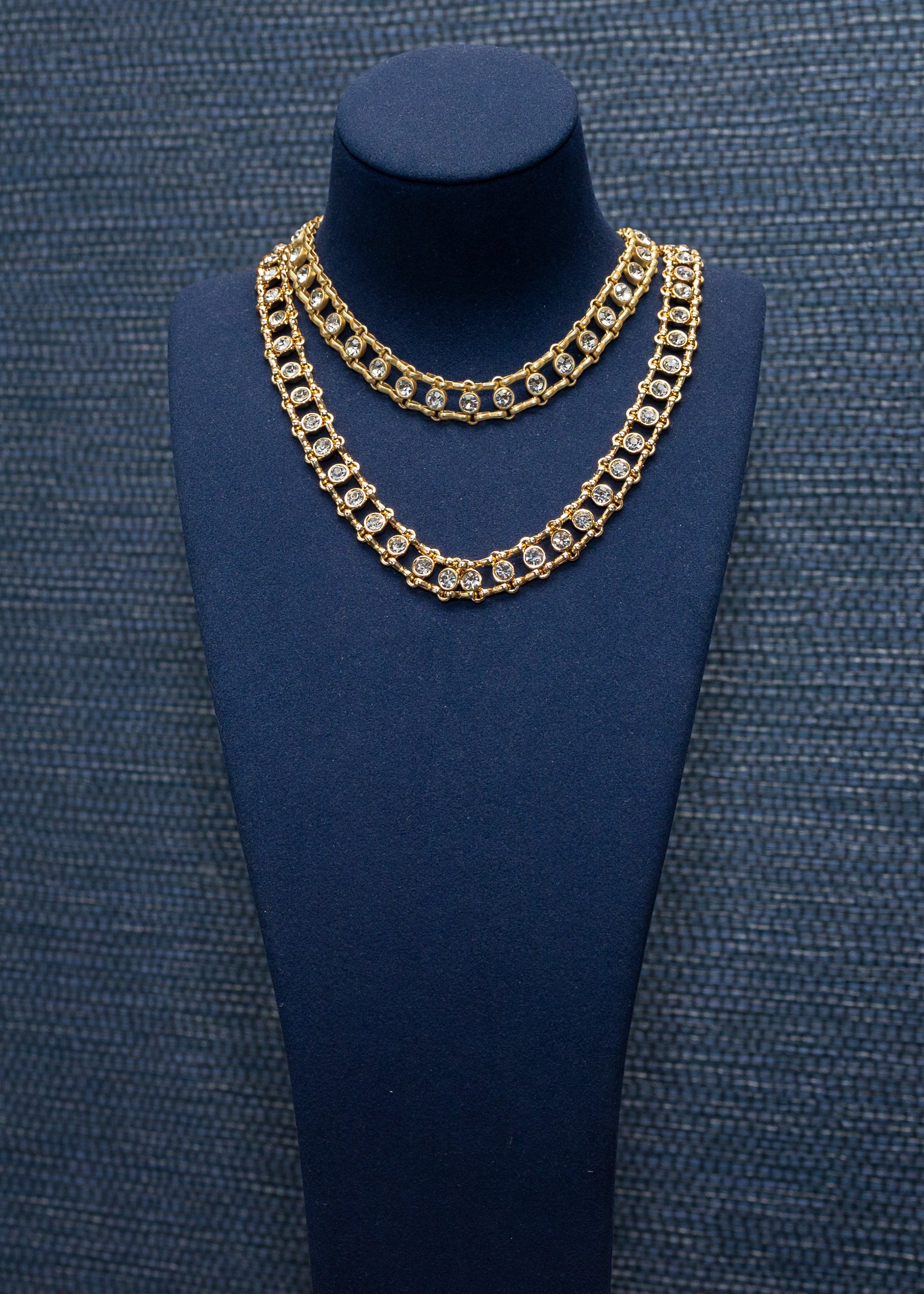 Double Row Crystal Chain Necklace
