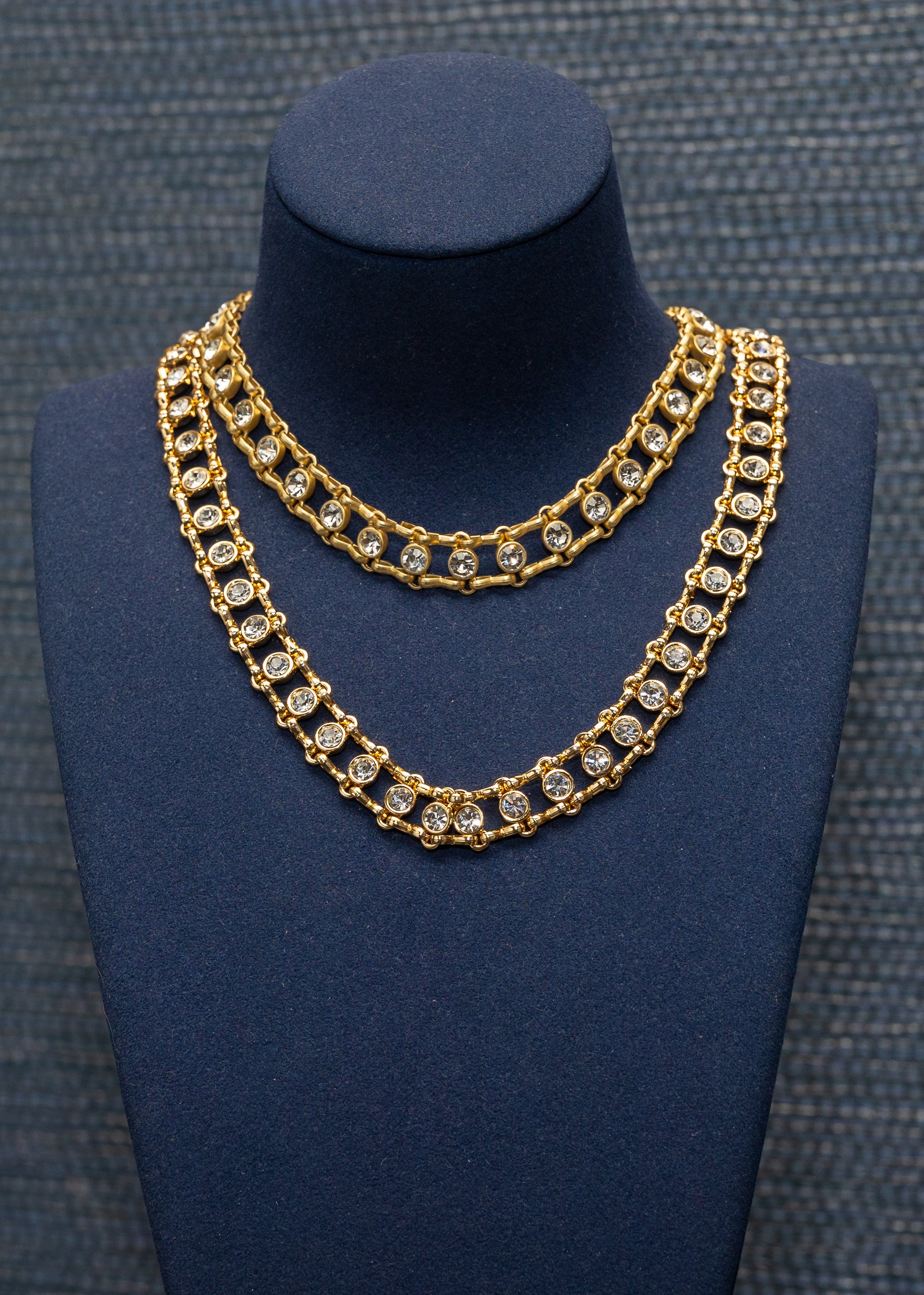 Double Row Crystal Chain Necklace