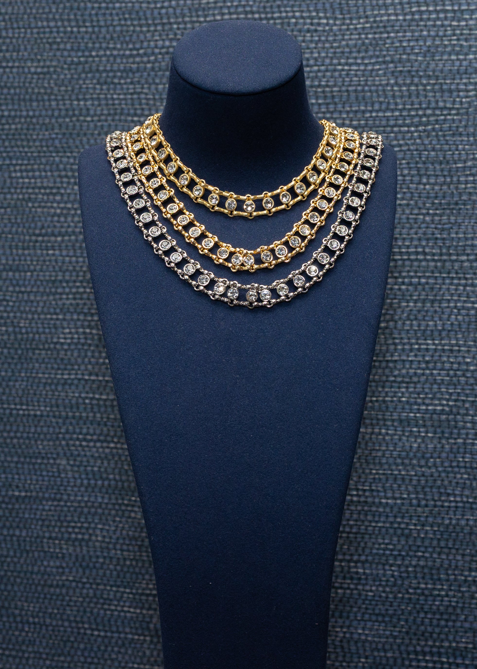 Double Row Crystal Chain Necklace