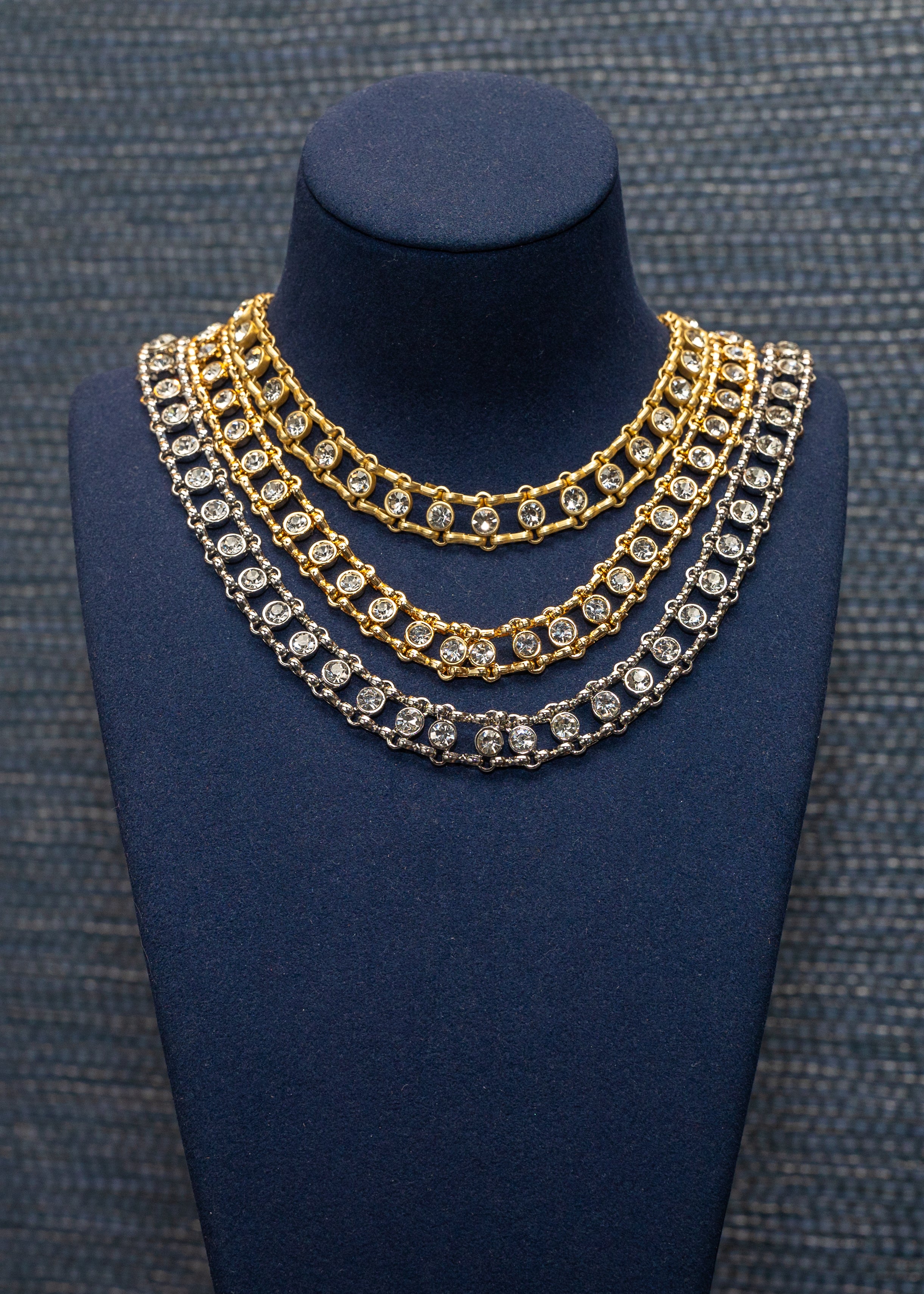 Double Row Crystal Chain Necklace