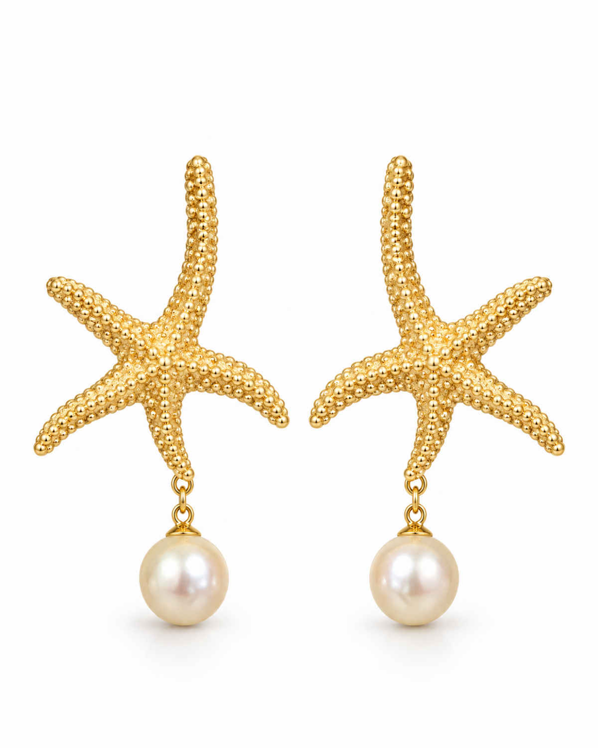 Starfish & Pearl Drop Earrings