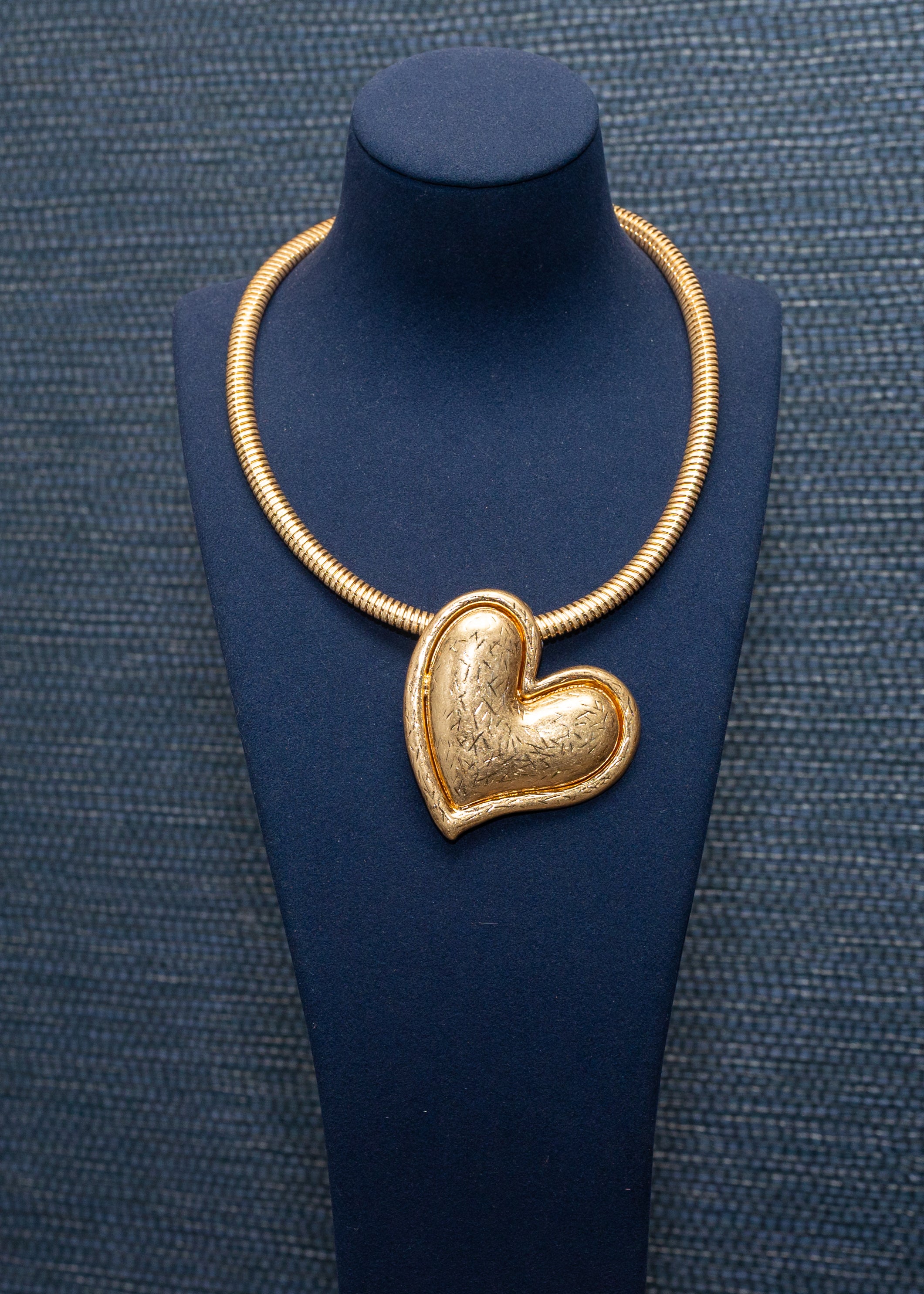 Gold Puffed Heart Necklace