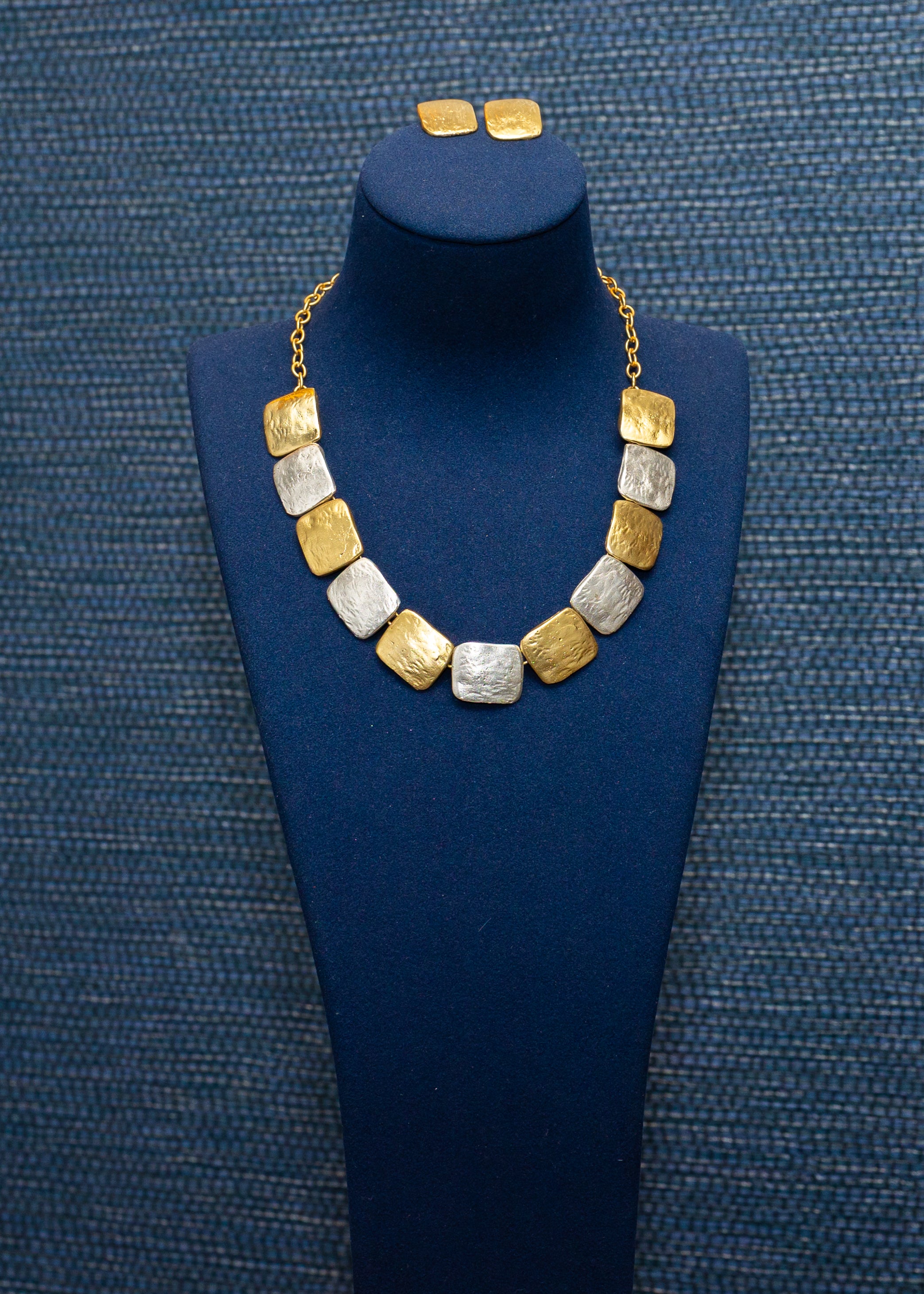 Mixed Metal Cushion Tile Necklace