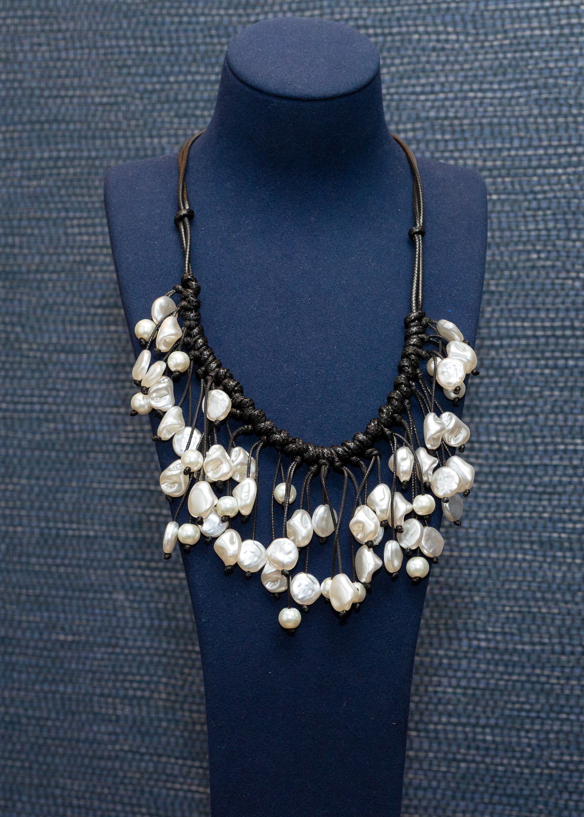 Midnight Pearl Fringe Necklace