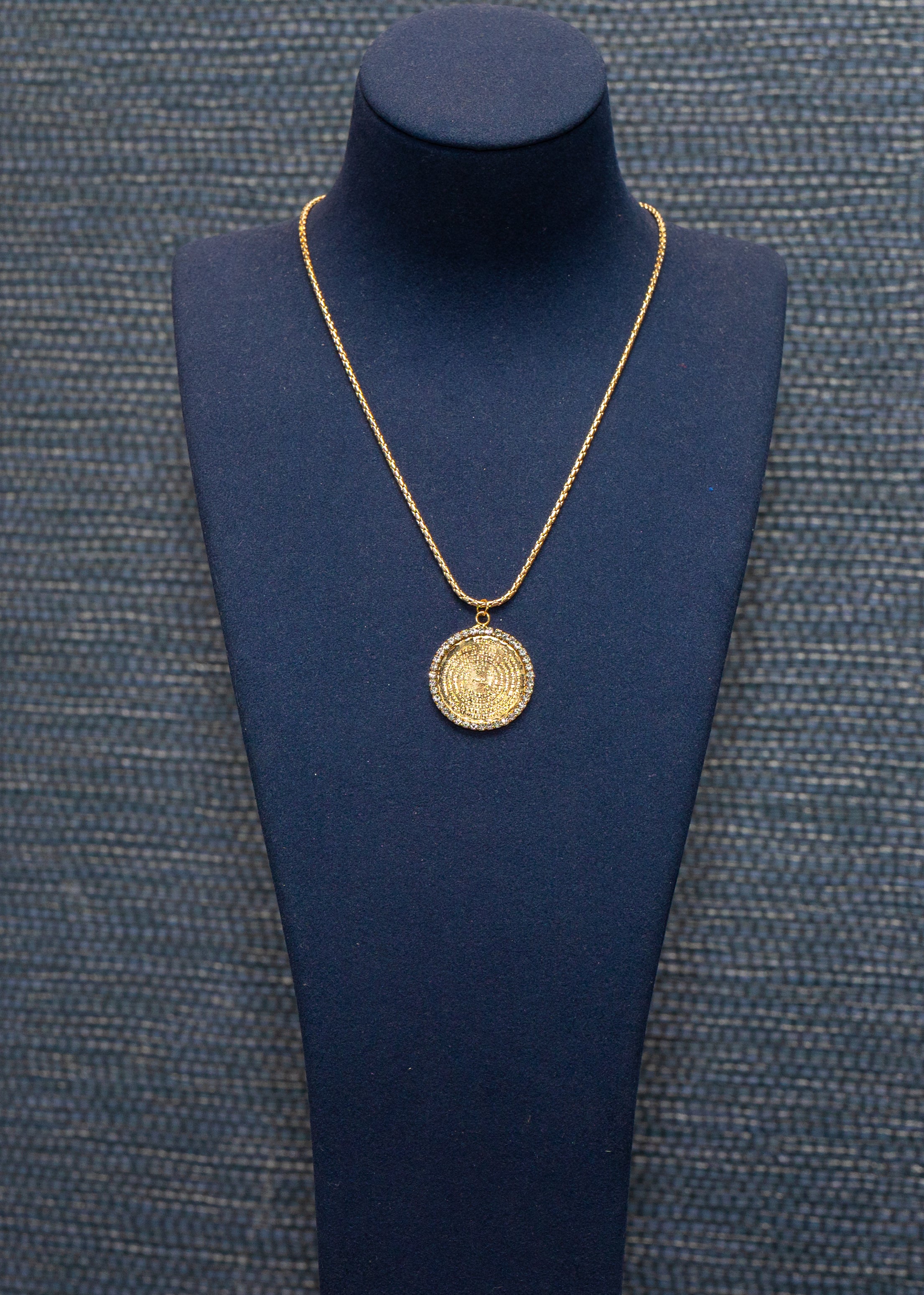 Pavé Prayer Coin Medallion Necklace