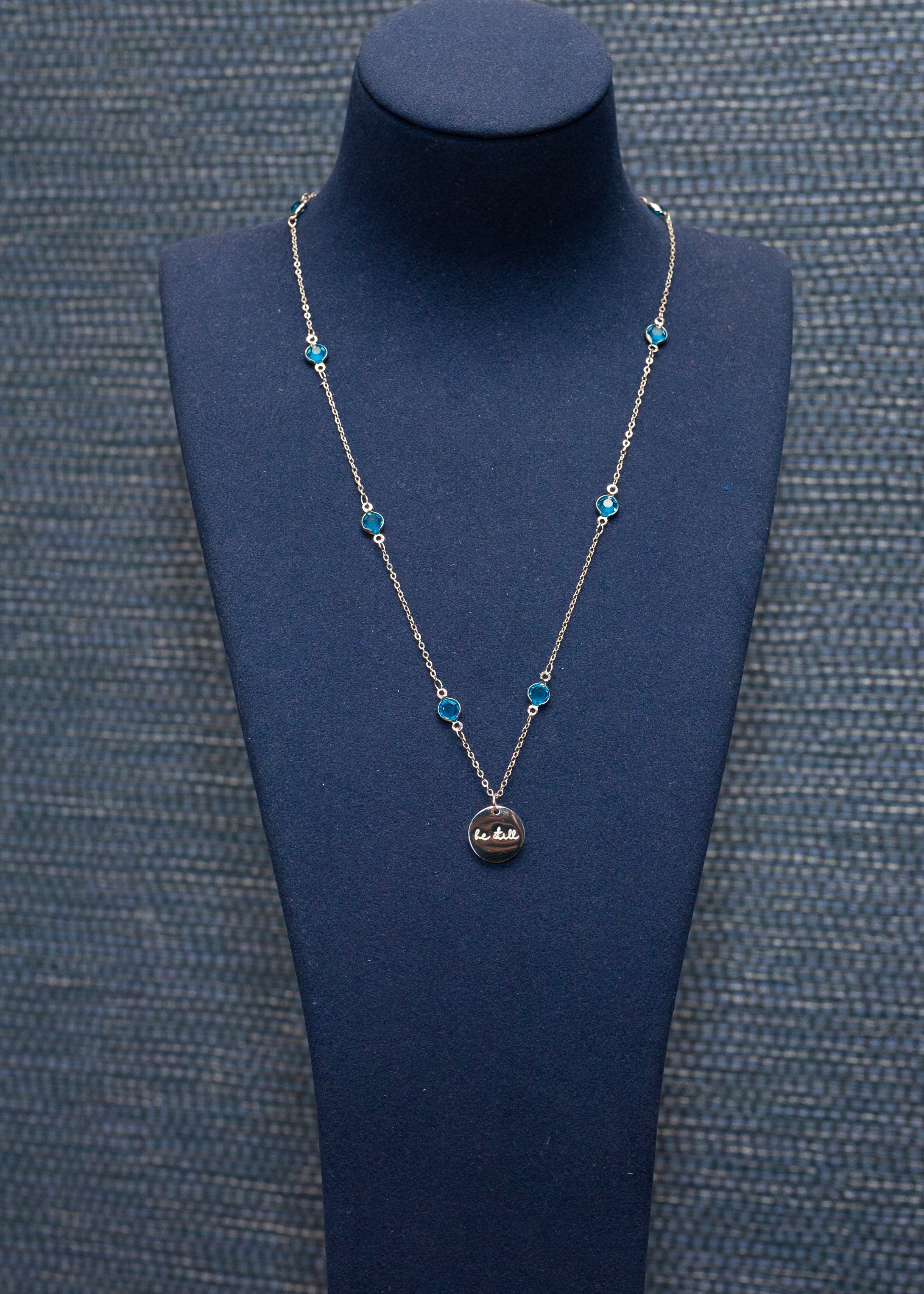 "Be Still" Blue Crystal Necklace