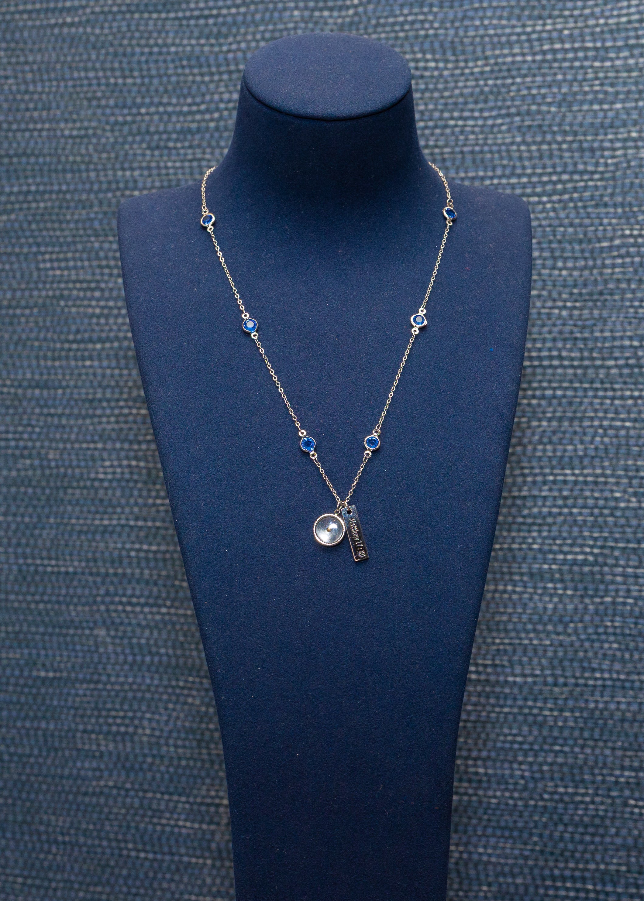 "Matthew 17:20" Mustard Seed Faith Necklace – Blue Crystal Chain