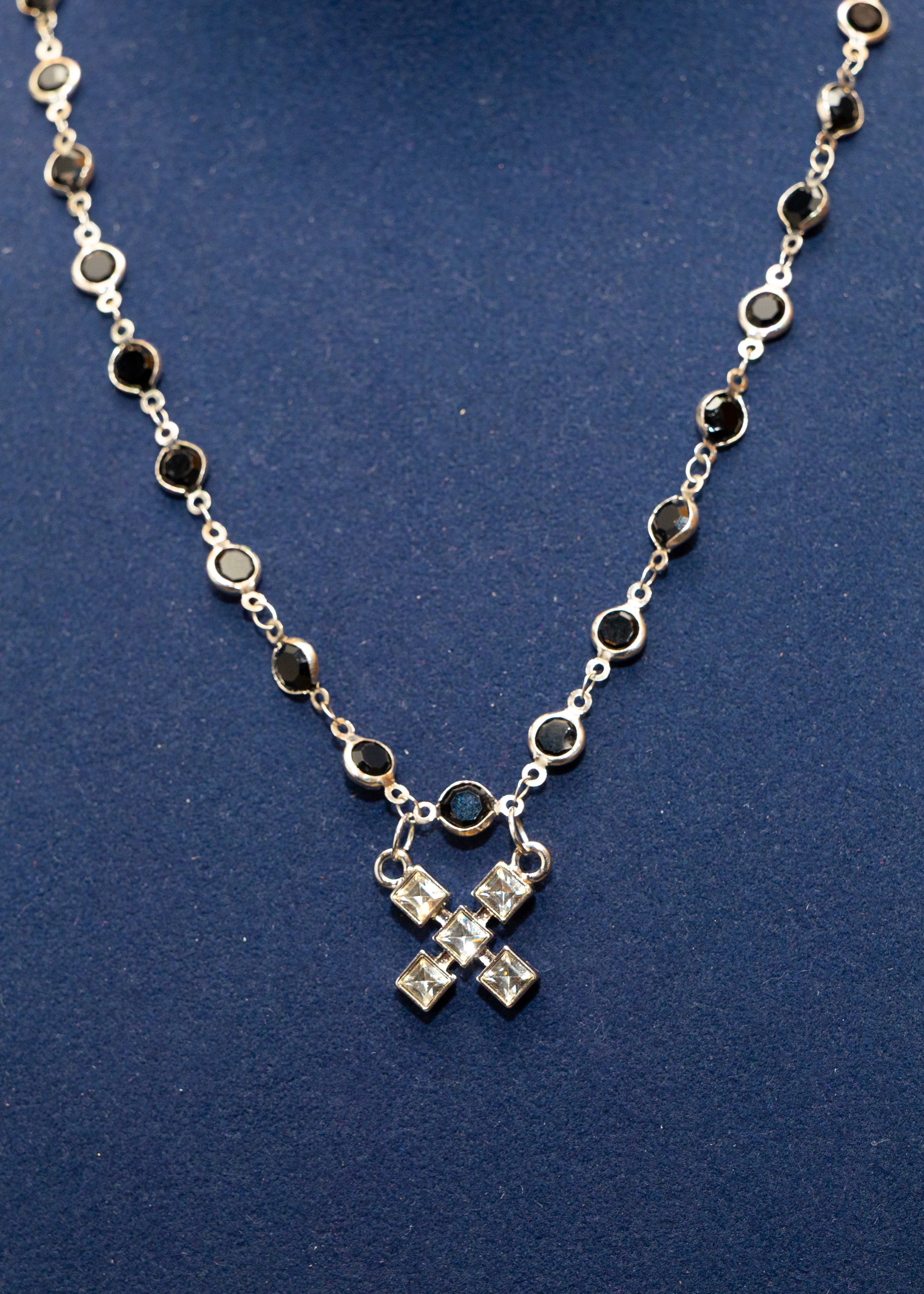 The Noire Cross Drop Necklace