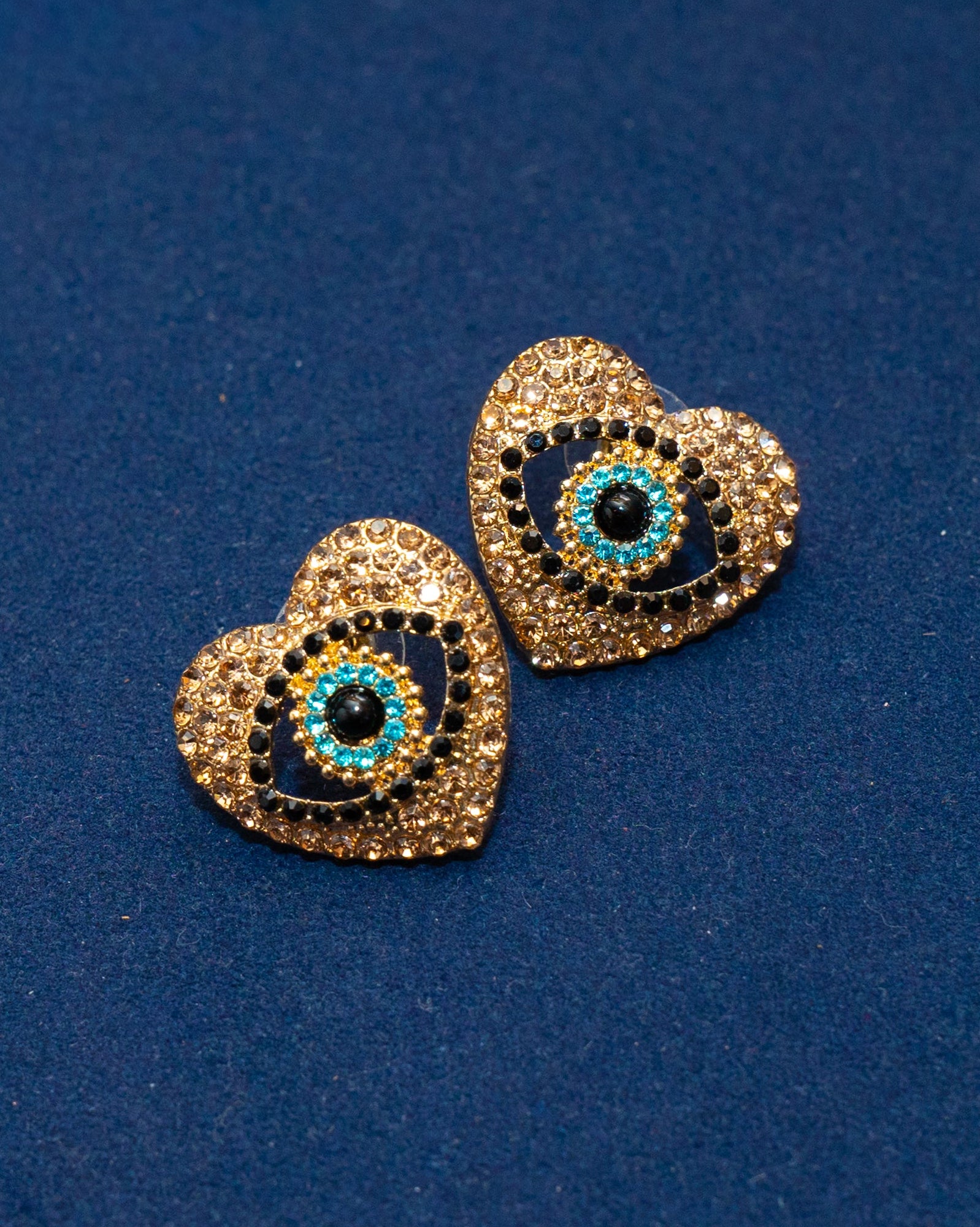 The Aurora Heart Evil Eye Studs
