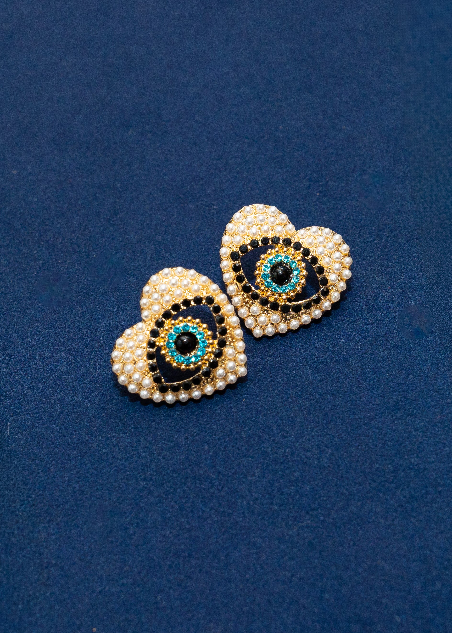 The Aurora Heart Evil Eye Studs
