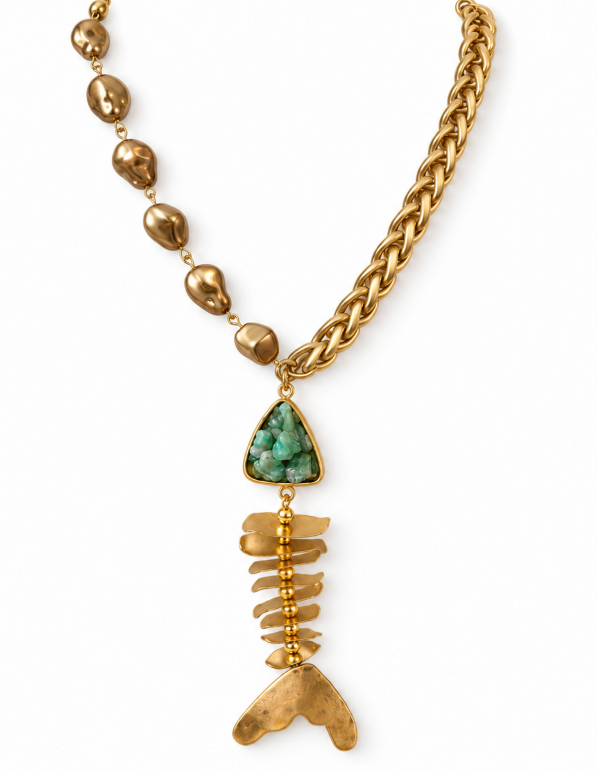 Pesce Emeralda — Raw Emerald Fish Necklace