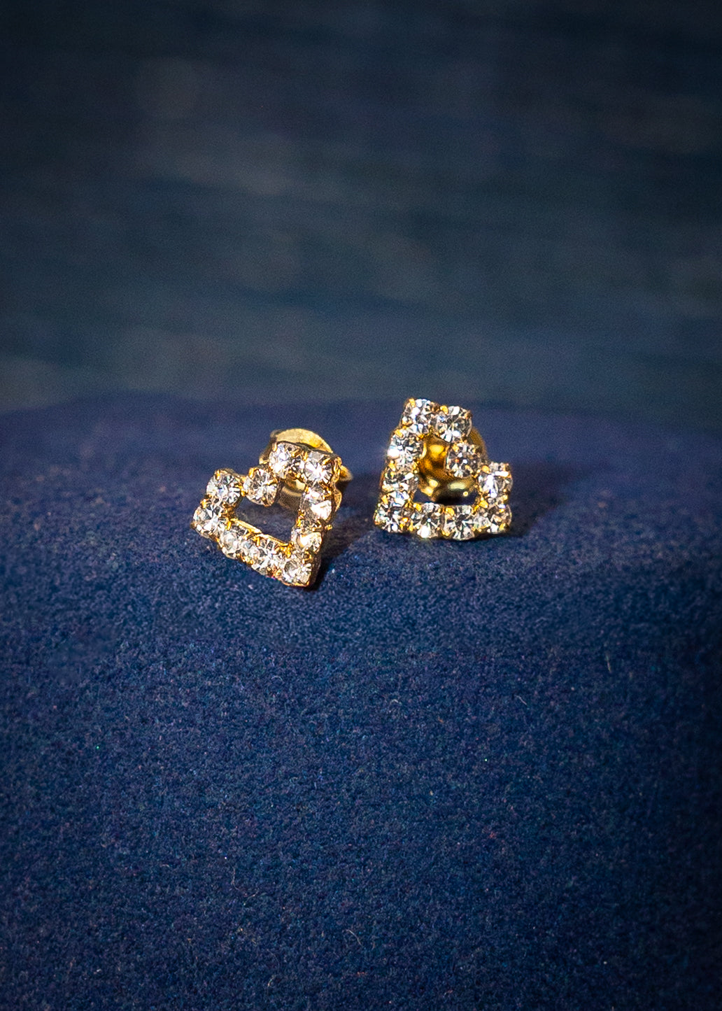 Petite Crystal Heart Studs