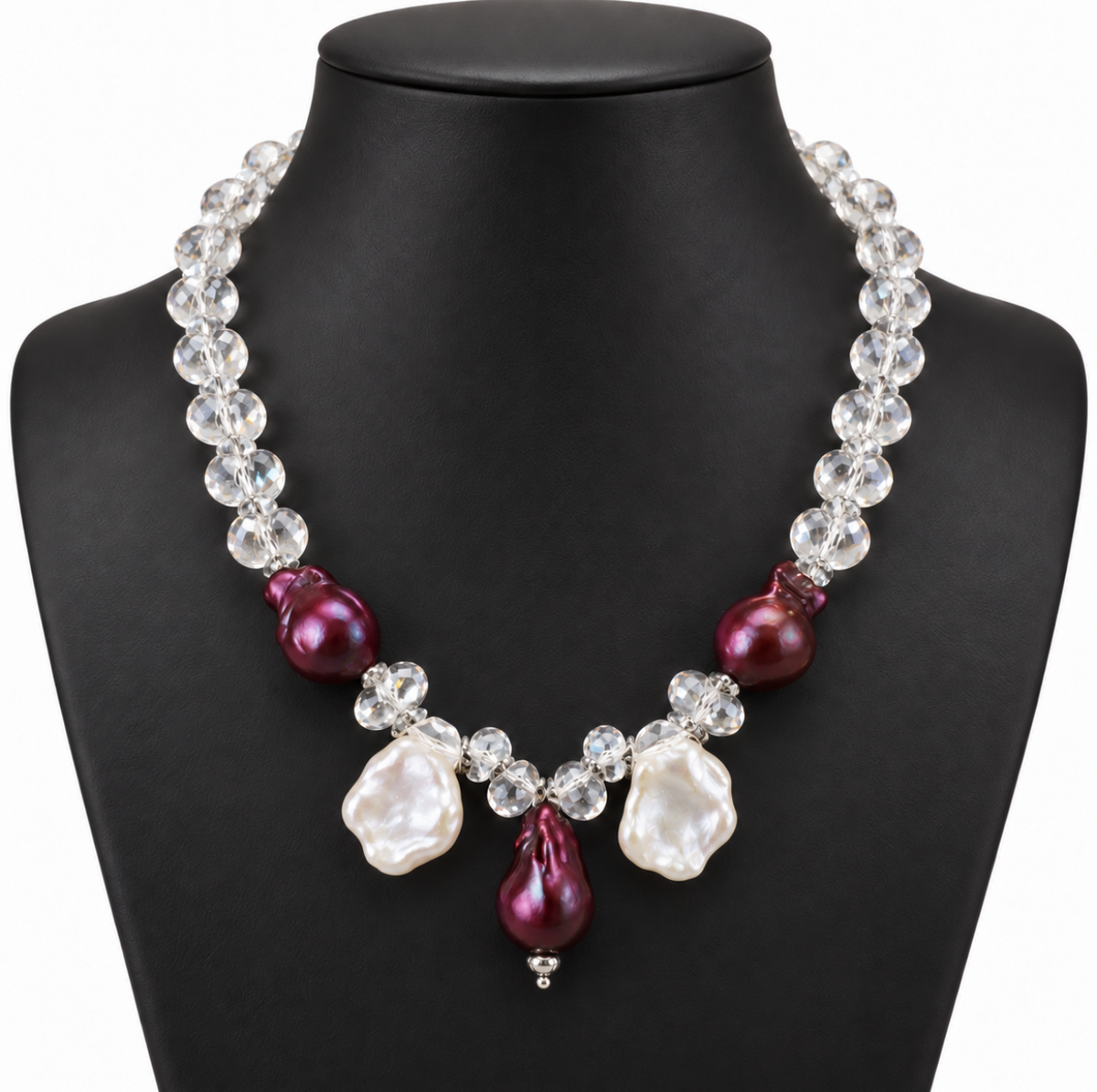 Bordeaux Pearl Statement Necklace