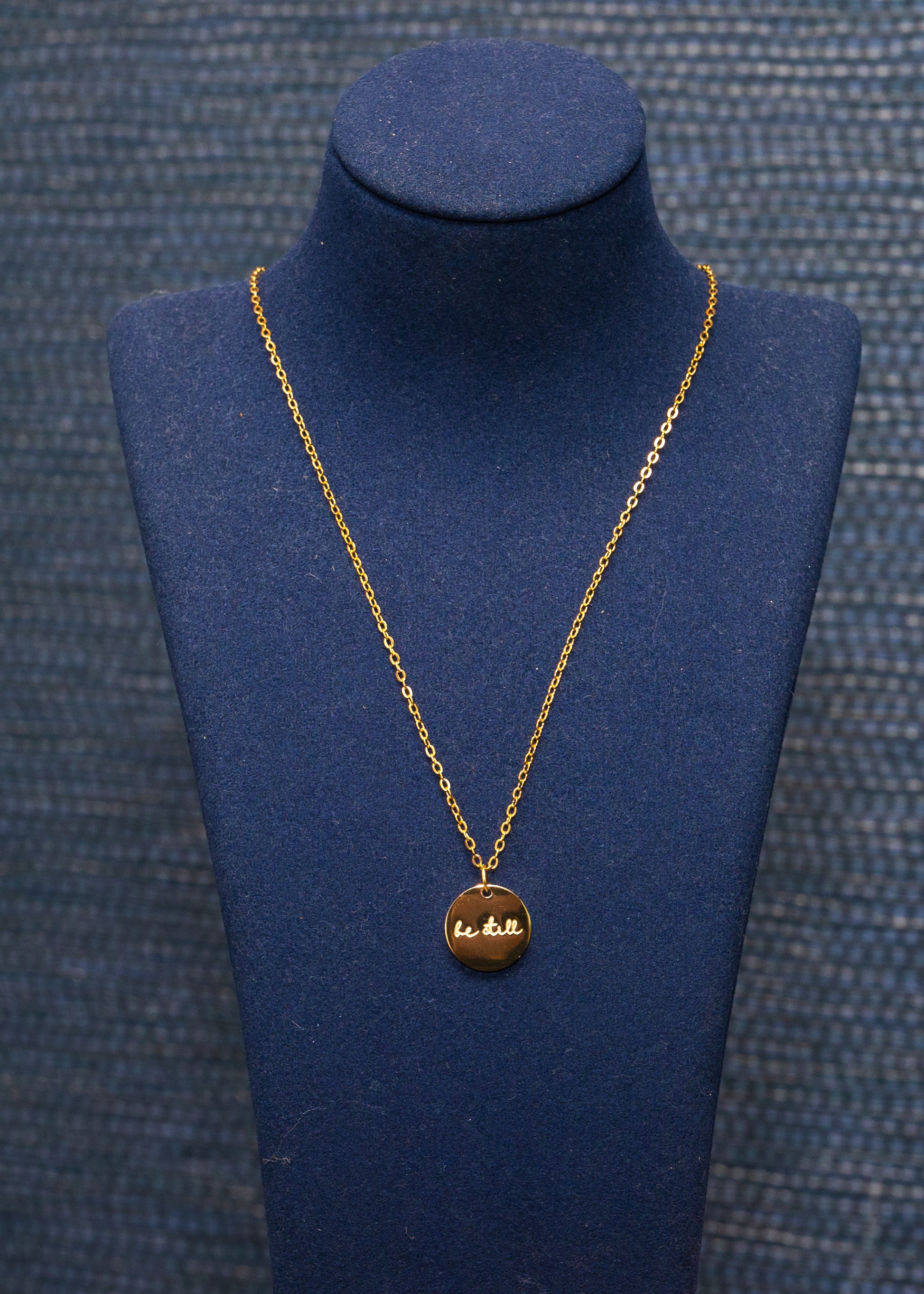 “Be Still” Gold Disc Necklace