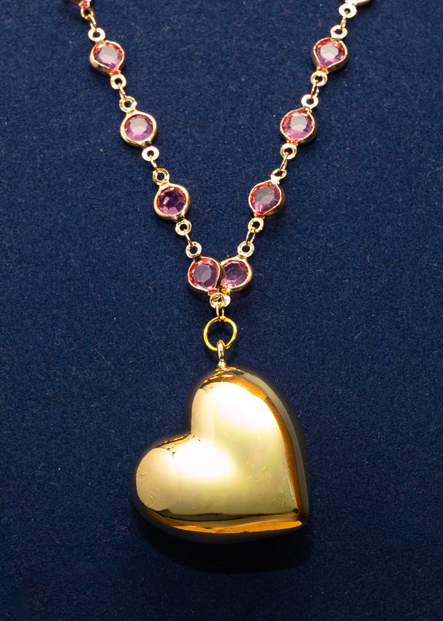 Ocean Heart Crystal Pendant Necklace