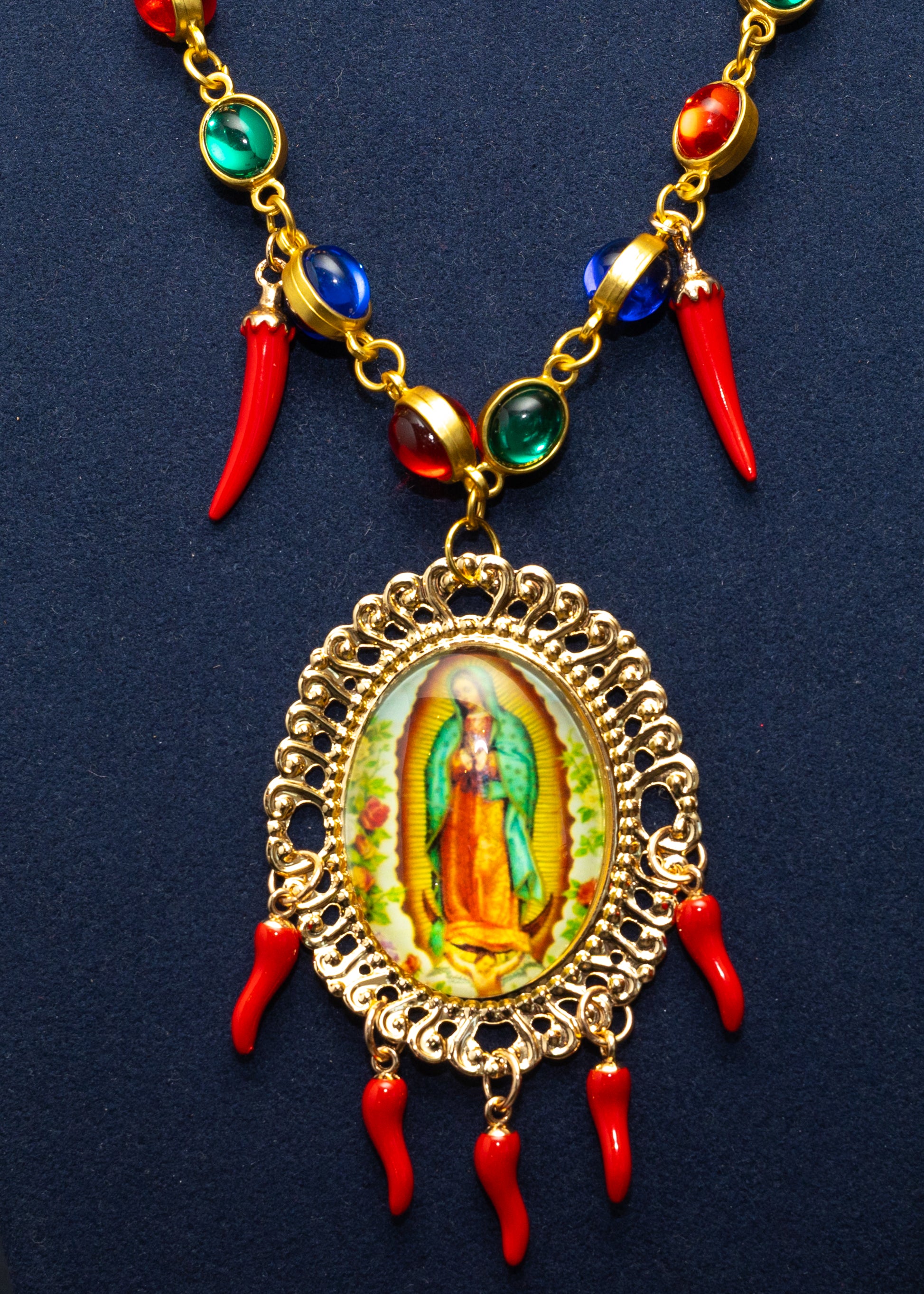 Our Lady of Guadalupe Chili Charm Necklace