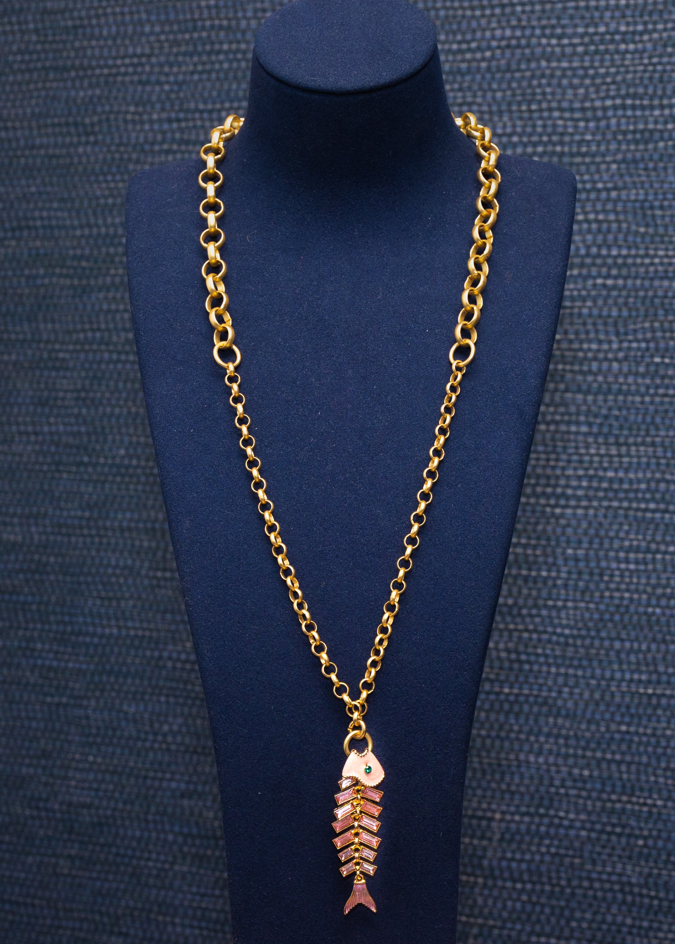 Pink Crystal Fish Necklace