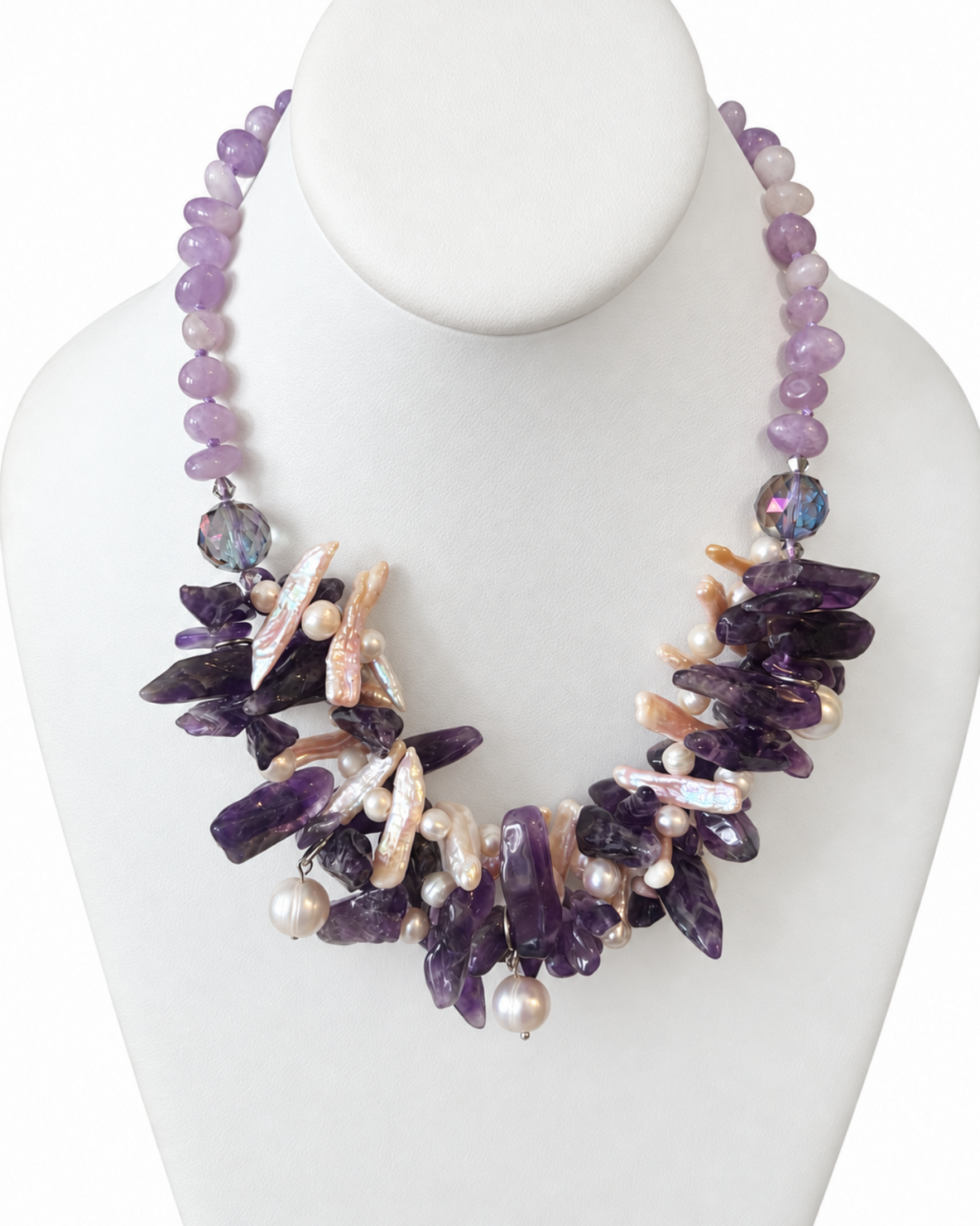Amethyst Royale — 18-Inch Pearl Statement Necklace
