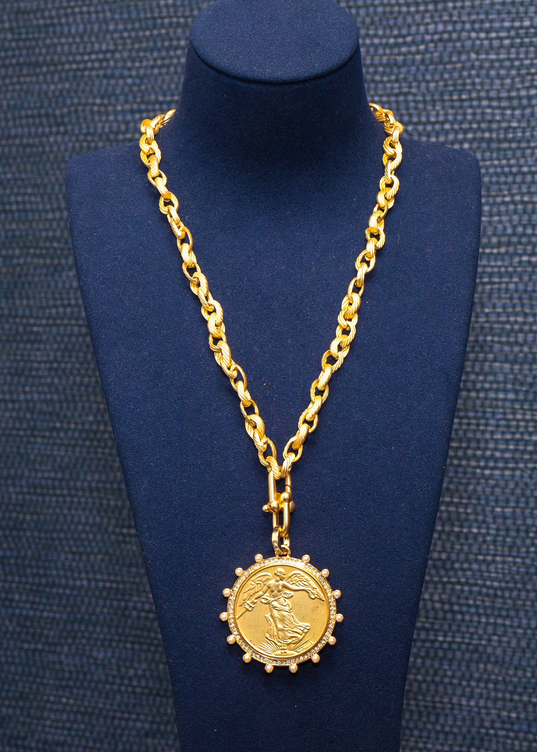 Rope Chain Coin Charm Necklace