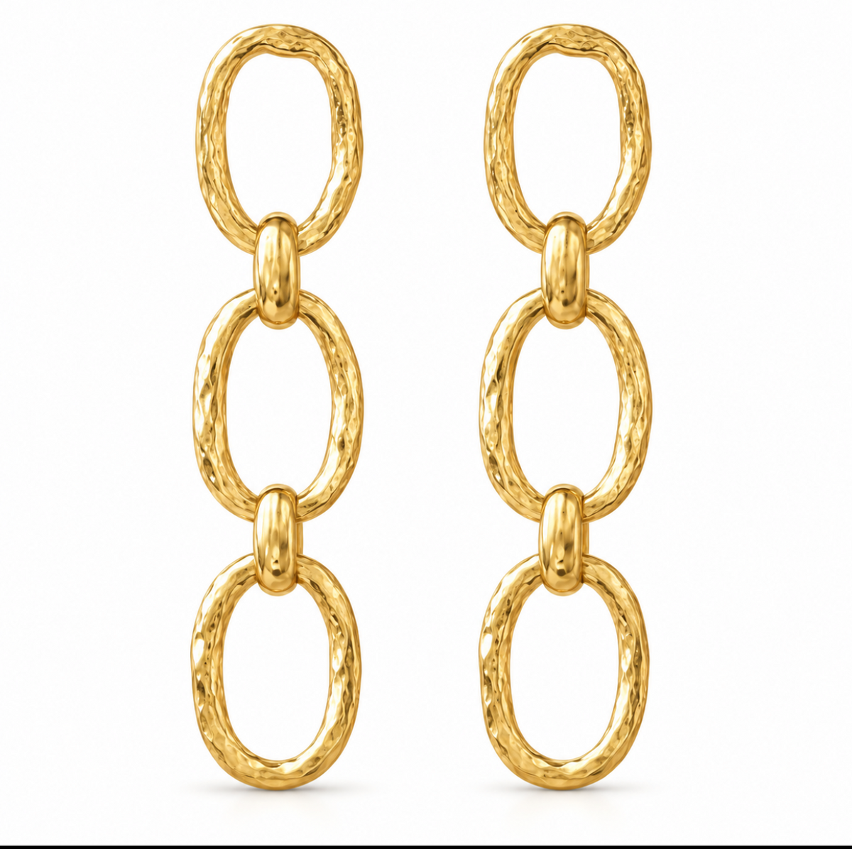 Linked Gold Drop Earring and Necklace