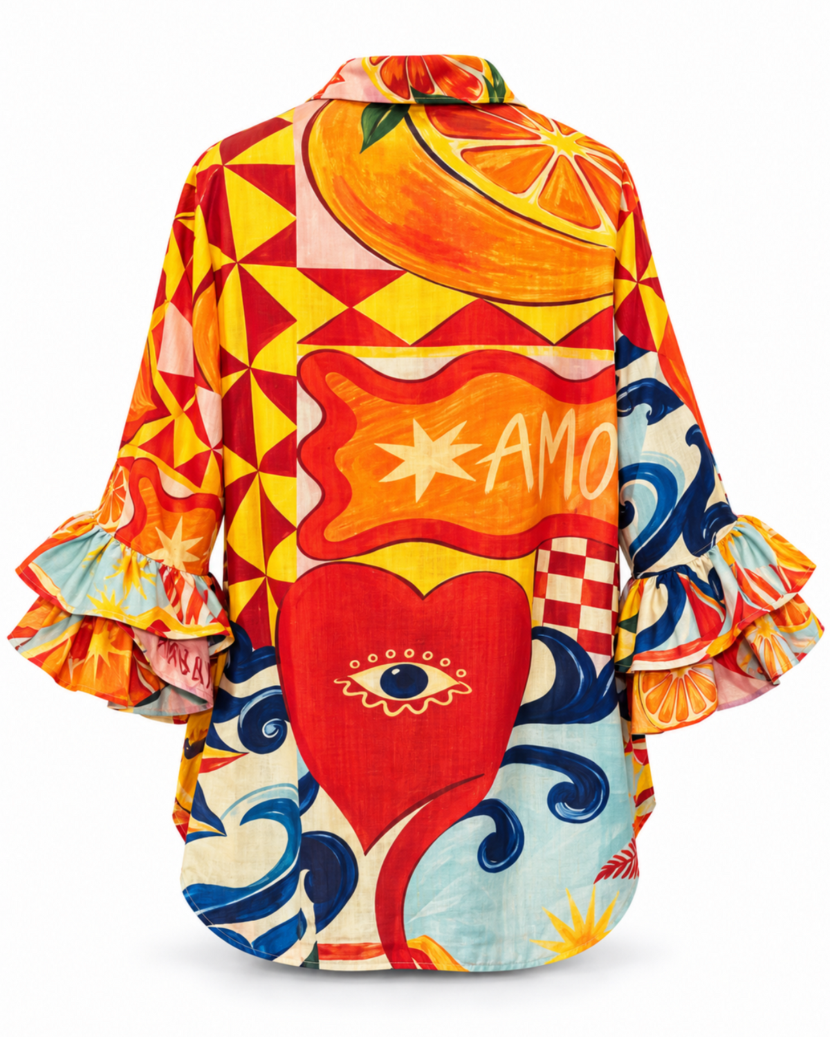 Amore di Mare Patchwork Ruffle Blouse