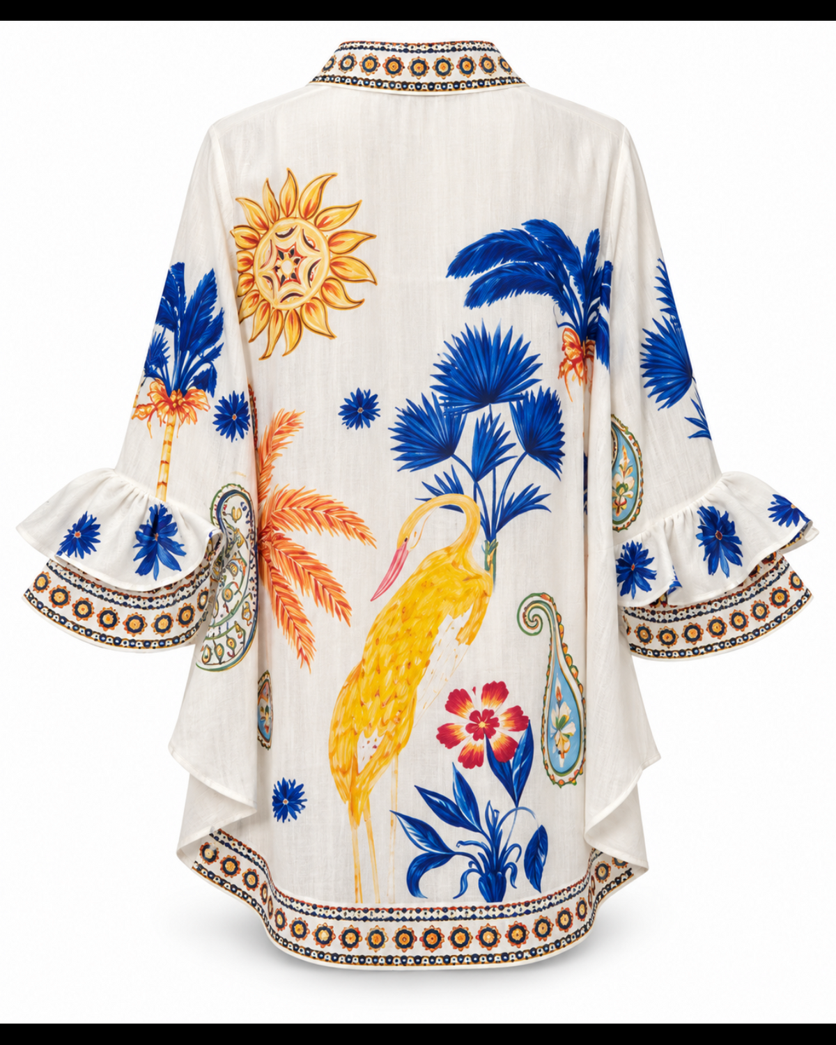 Riviera Celeste Ruffle Blouse