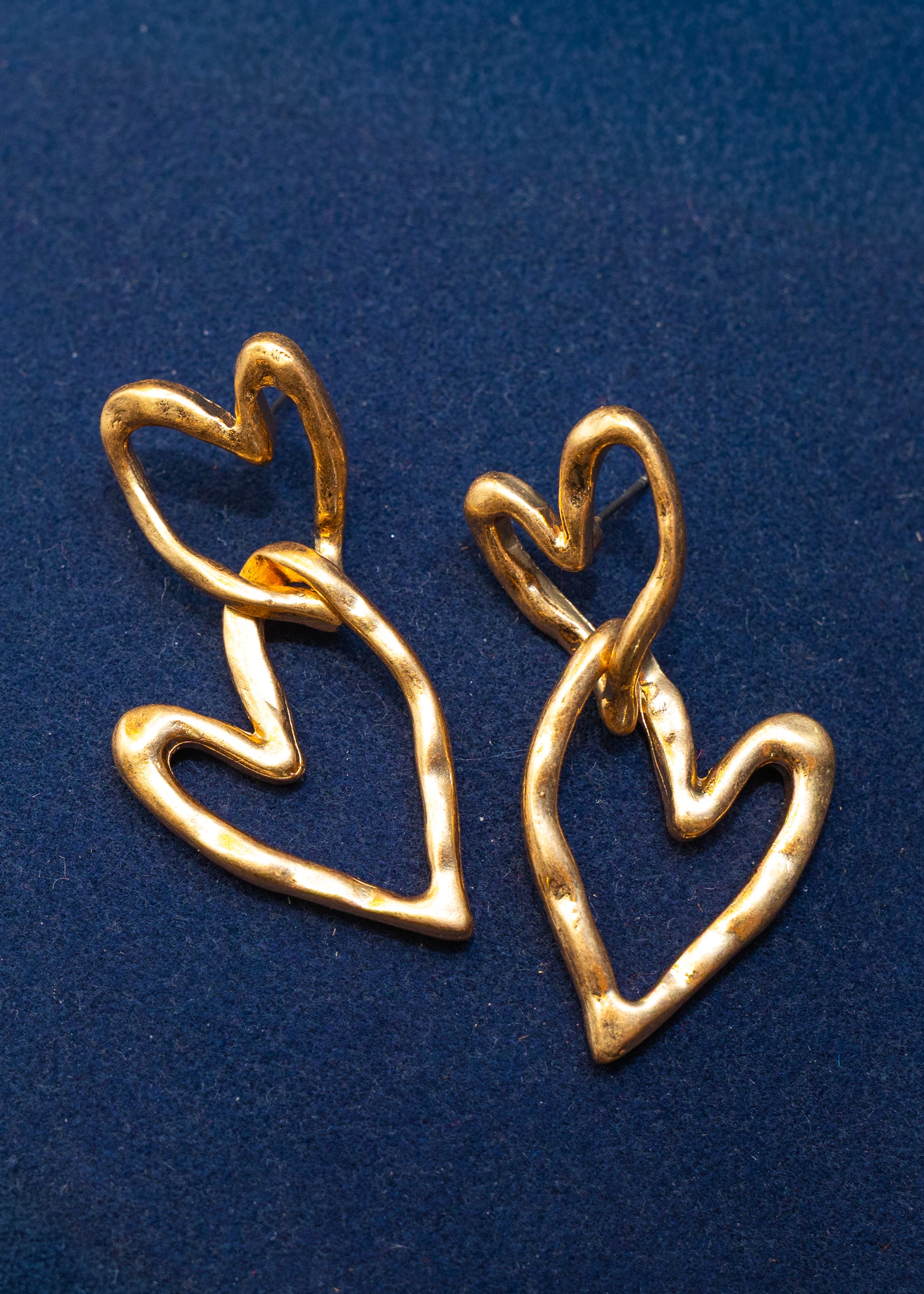 Linked Open Heart Drop Earrings