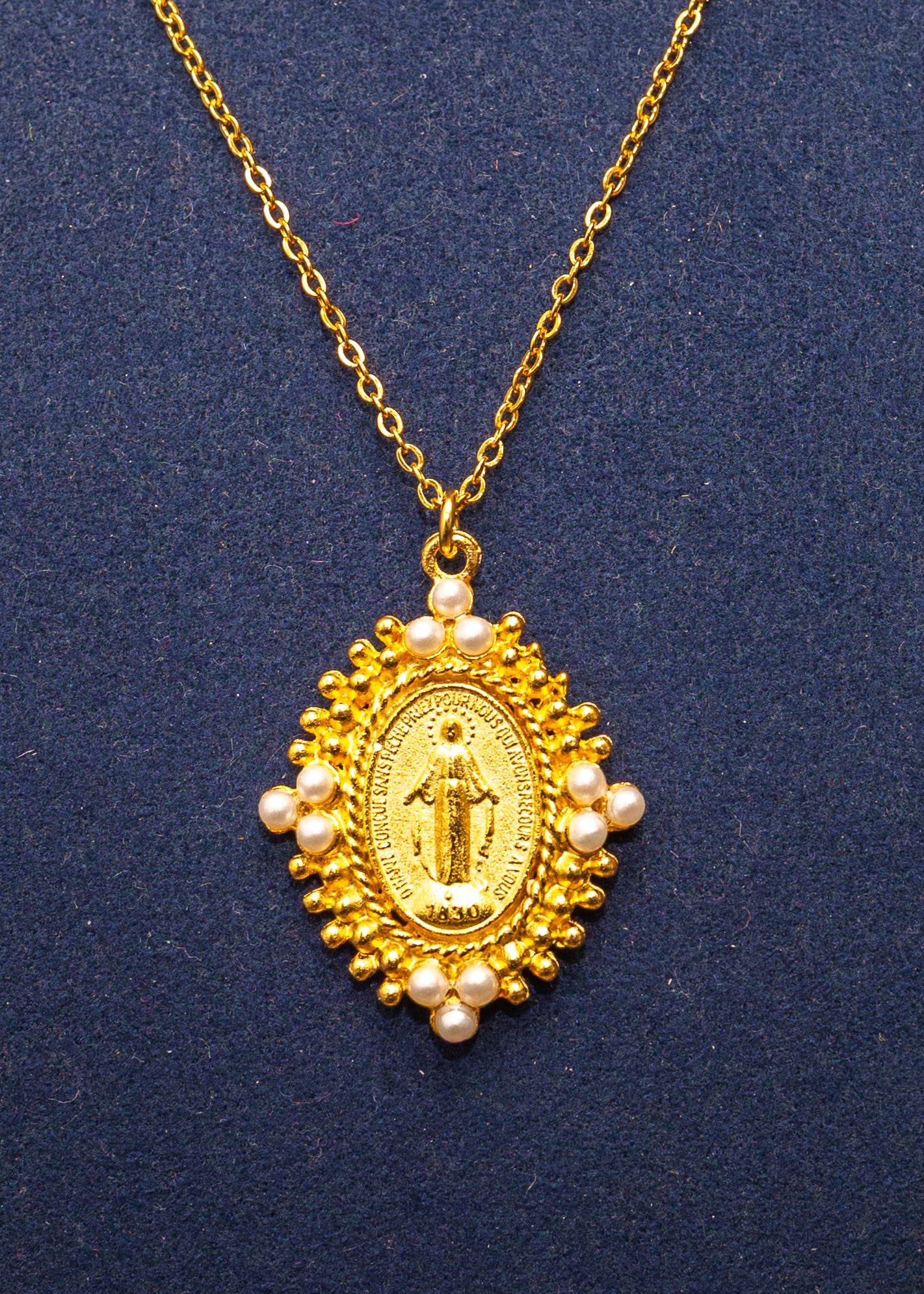 Pearl Marian Medallion Necklace