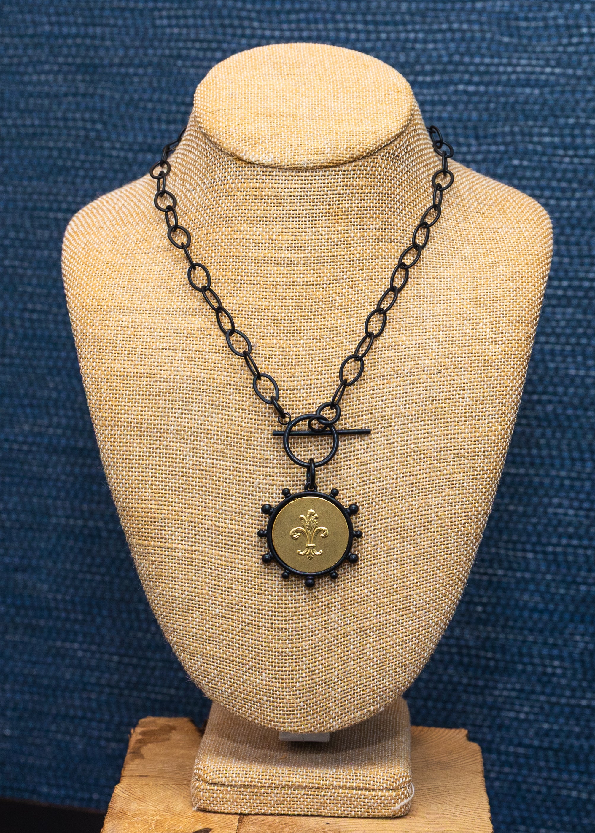 Black Chain Medallion Necklace