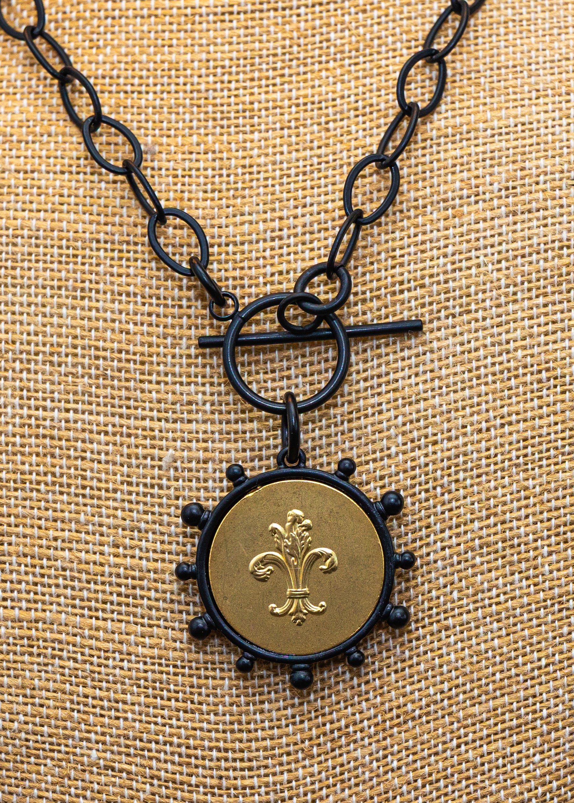 Black Chain Medallion Necklace