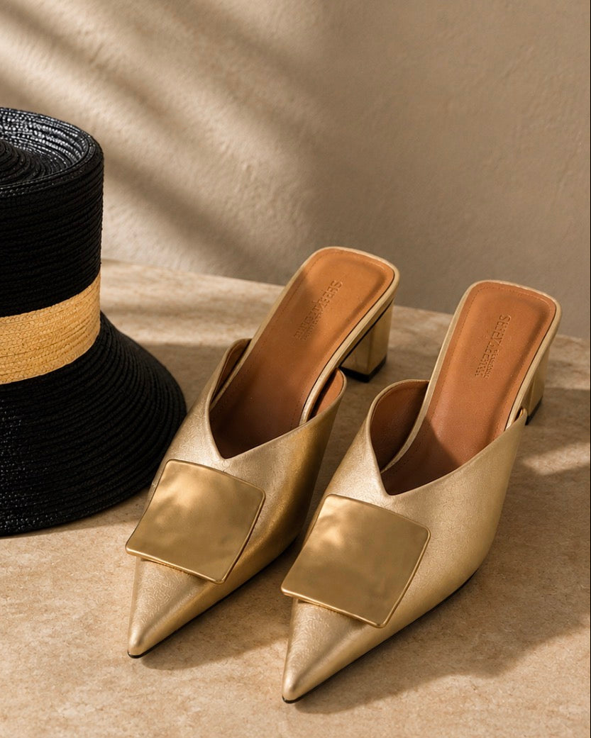 Golden Hour Pointed Mules