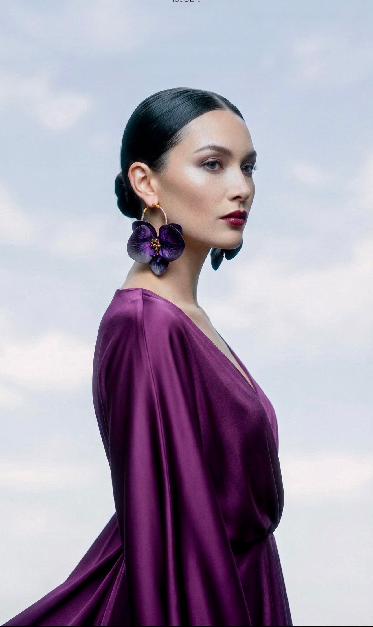 Amethyst Orchid Hoop Earrings