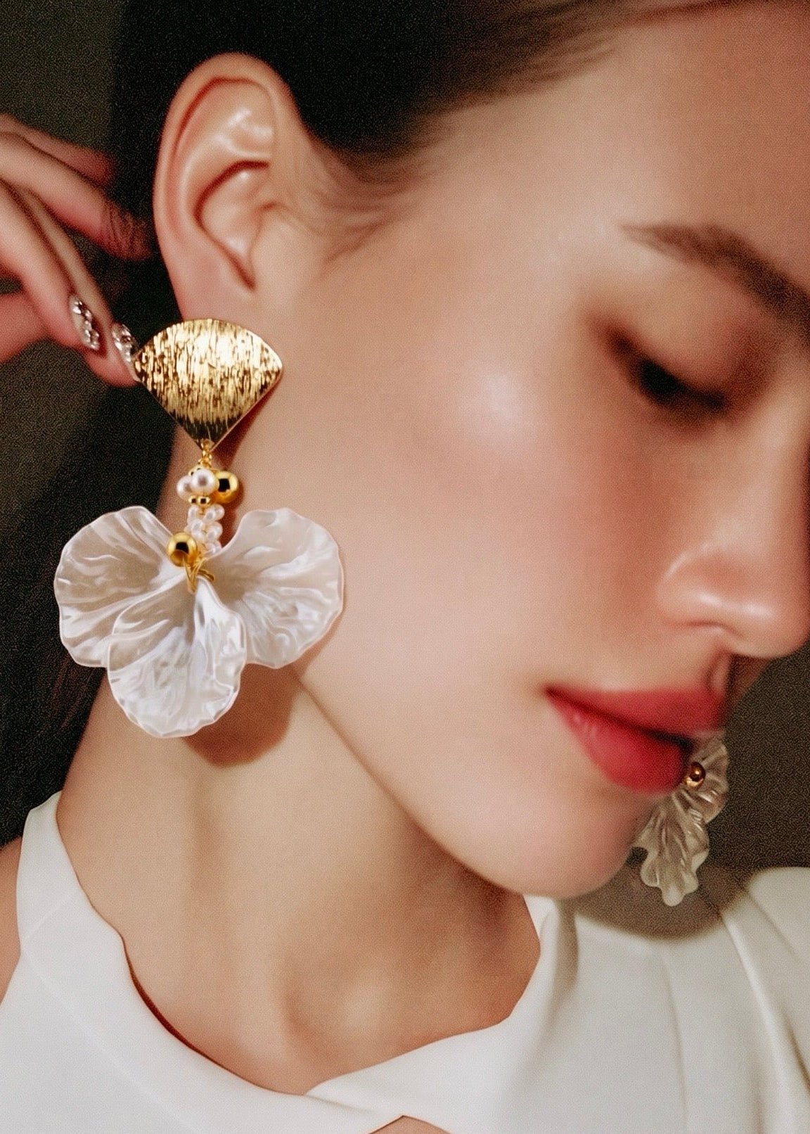 Pearl Petal Drop Earrings- RESTOCKED