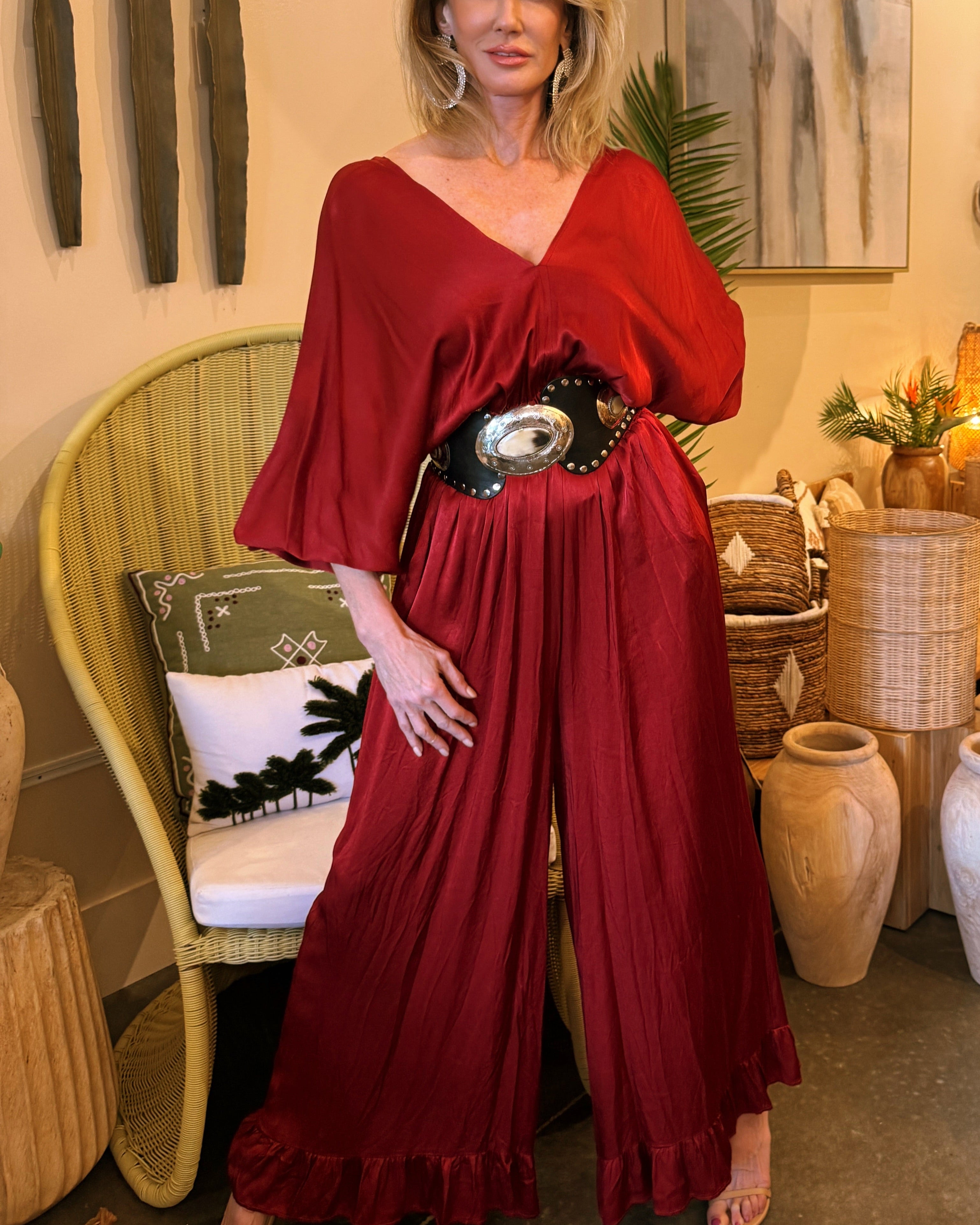 Crimson Silk  Dream Palazzo Set
