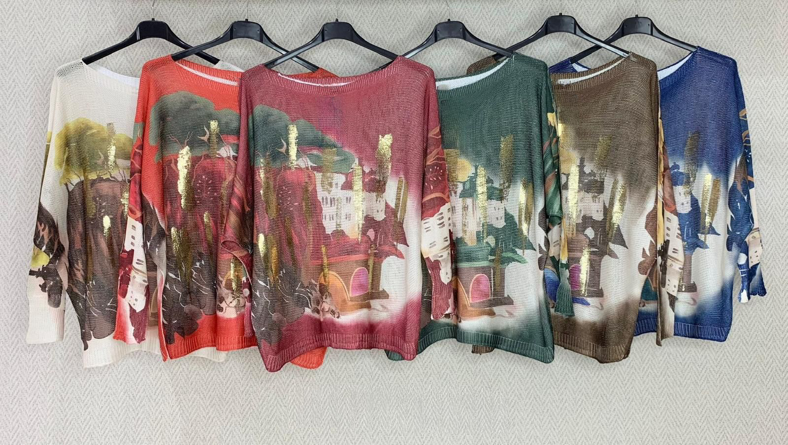 Scenic Print Lightweight Sweater