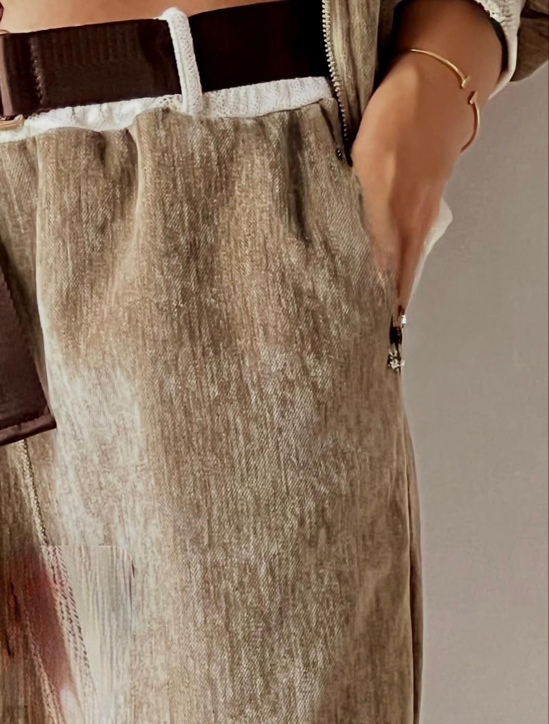 Velvet Corduroy Wide-Leg Belted Pant